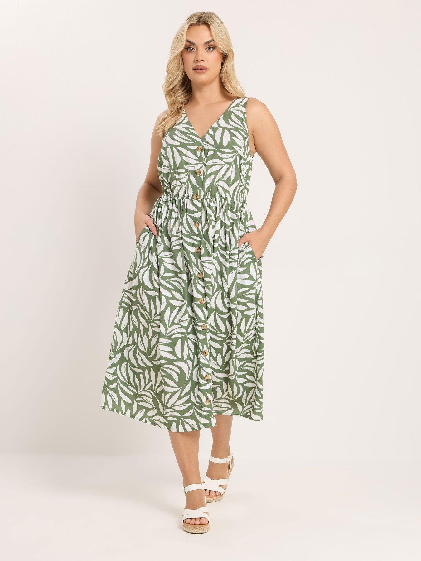 Yours Curve Button Through Sundress - Green