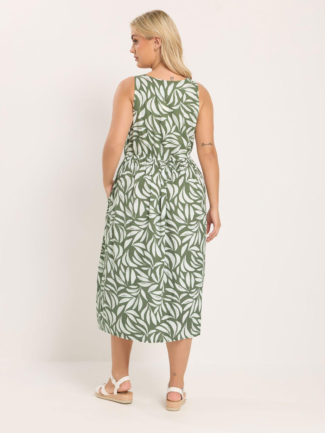 Image 2 of 5 of Yours Curve Button Through Sundress - Green