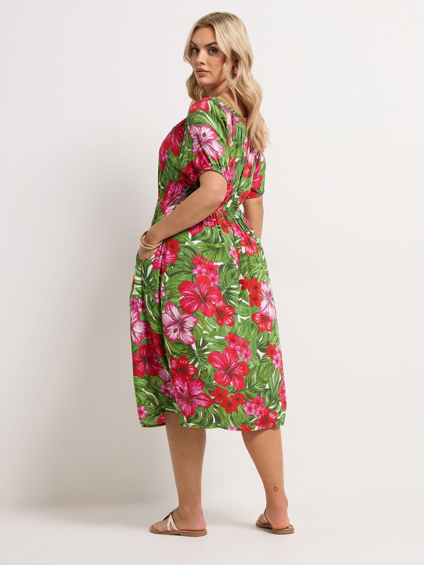 Image 2 of 5 of Yours Curve Gypsy Bardot Midaxi Dress - Green
