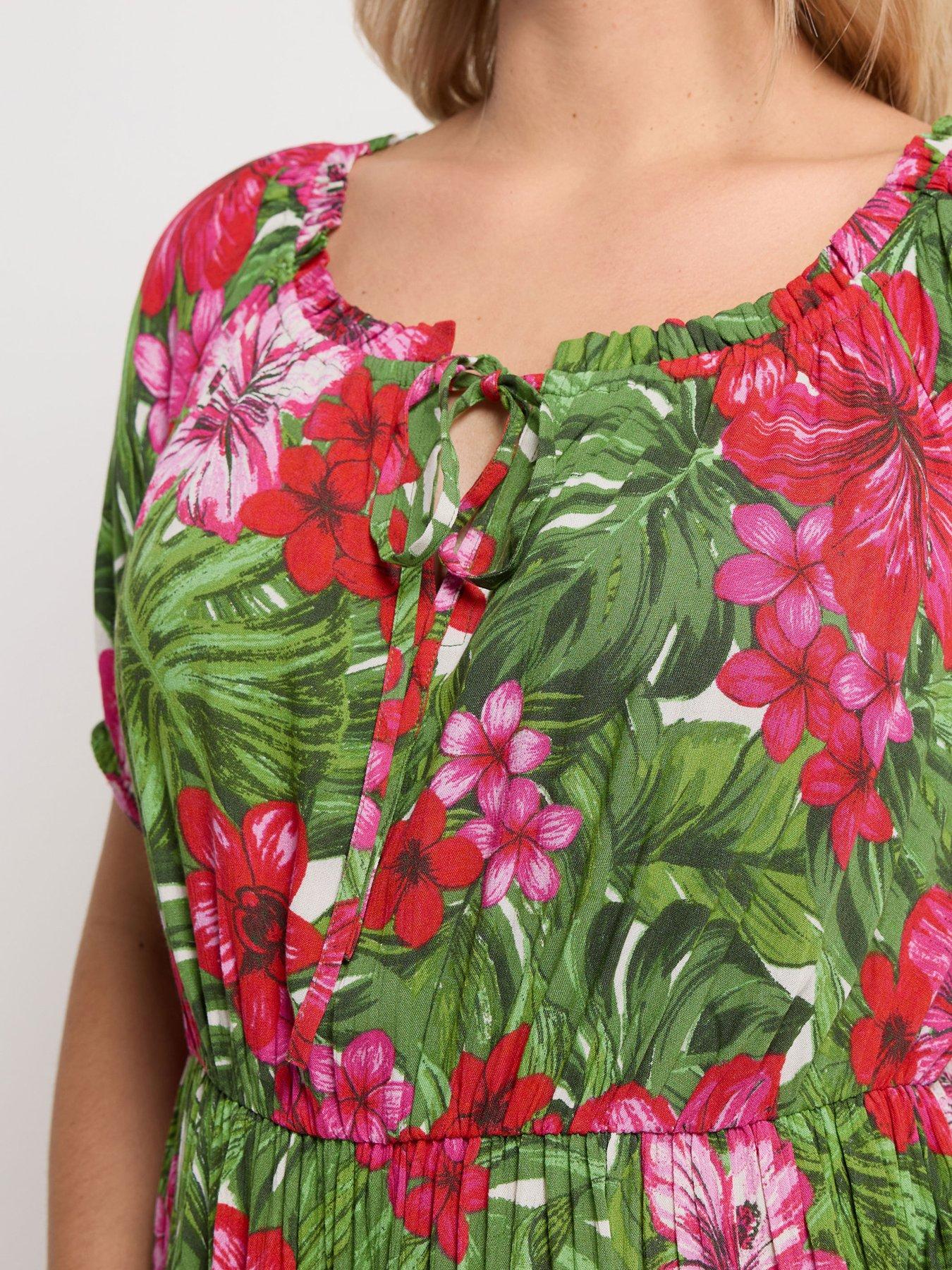 Image 4 of 5 of Yours Curve Gypsy Bardot Midaxi Dress - Green