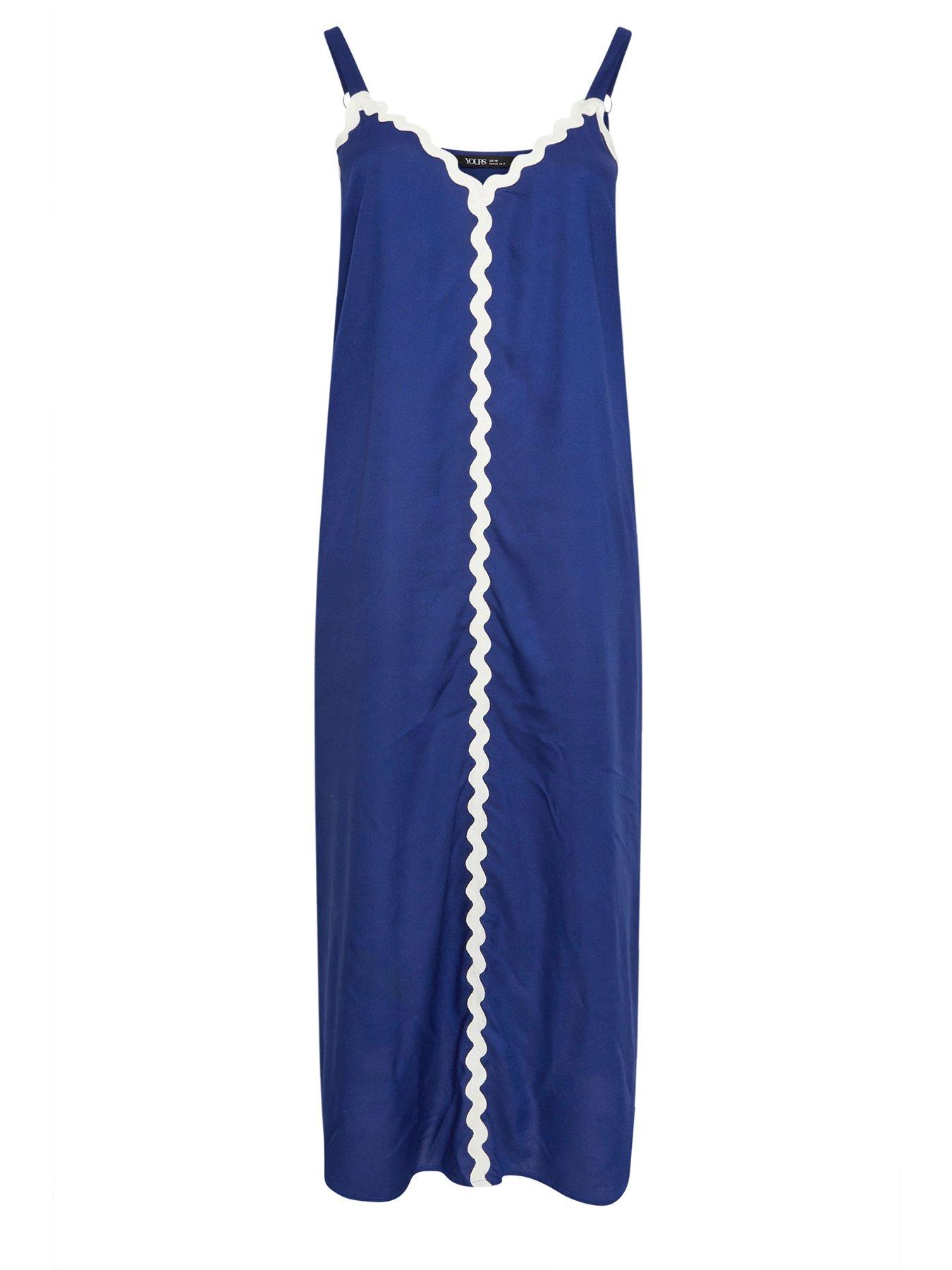 blue drop waist mini dress Miss Circle Women's Melody Baby Blue Railroad Stripe Halter Drop Waist Mini Dress main image 1