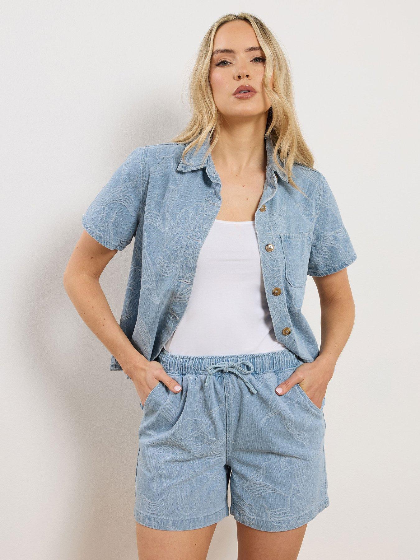 Image 1 of 4 of Long Tall Sally Tall Premium Denim Jacquard Shorts