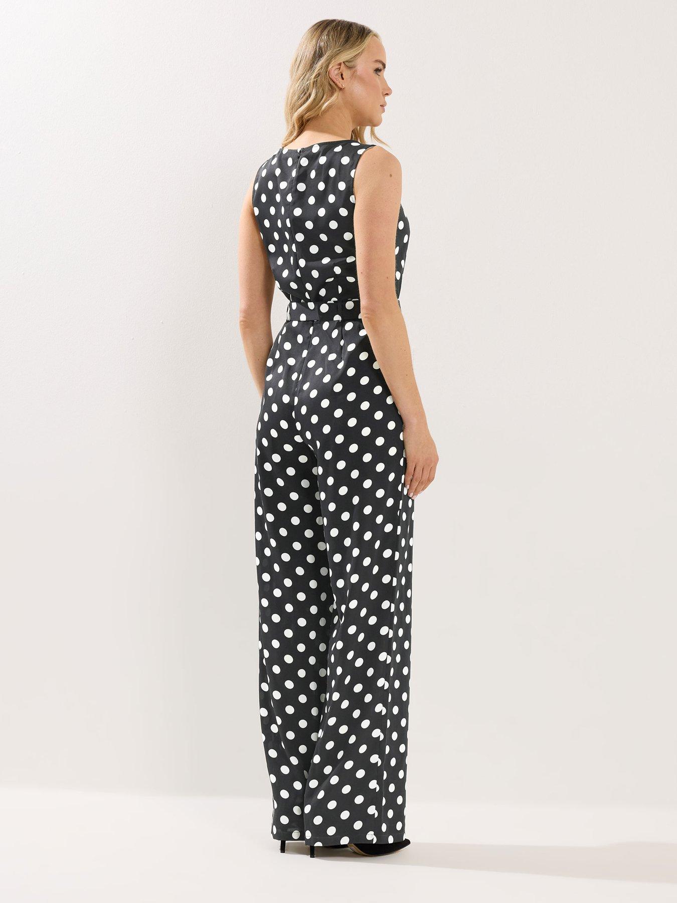 Image 2 of 5 of Long Tall Sally Spot Print Sleeveless Jumpsuit - Black