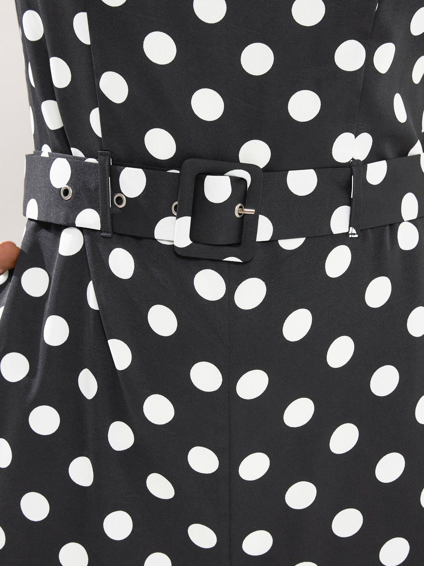 Image 4 of 5 of Long Tall Sally Spot Print Sleeveless Jumpsuit - Black