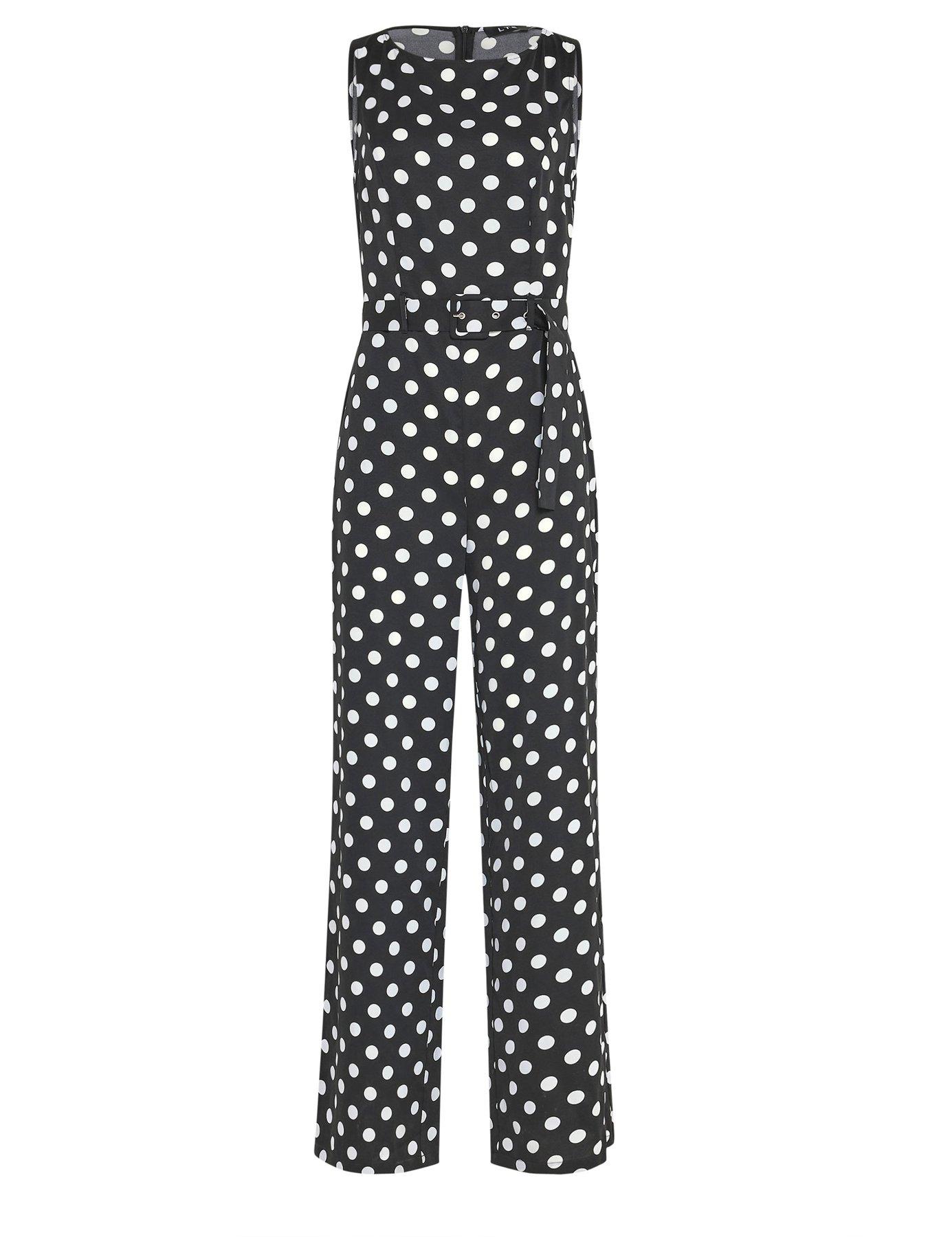Image 5 of 5 of Long Tall Sally Spot Print Sleeveless Jumpsuit - Black