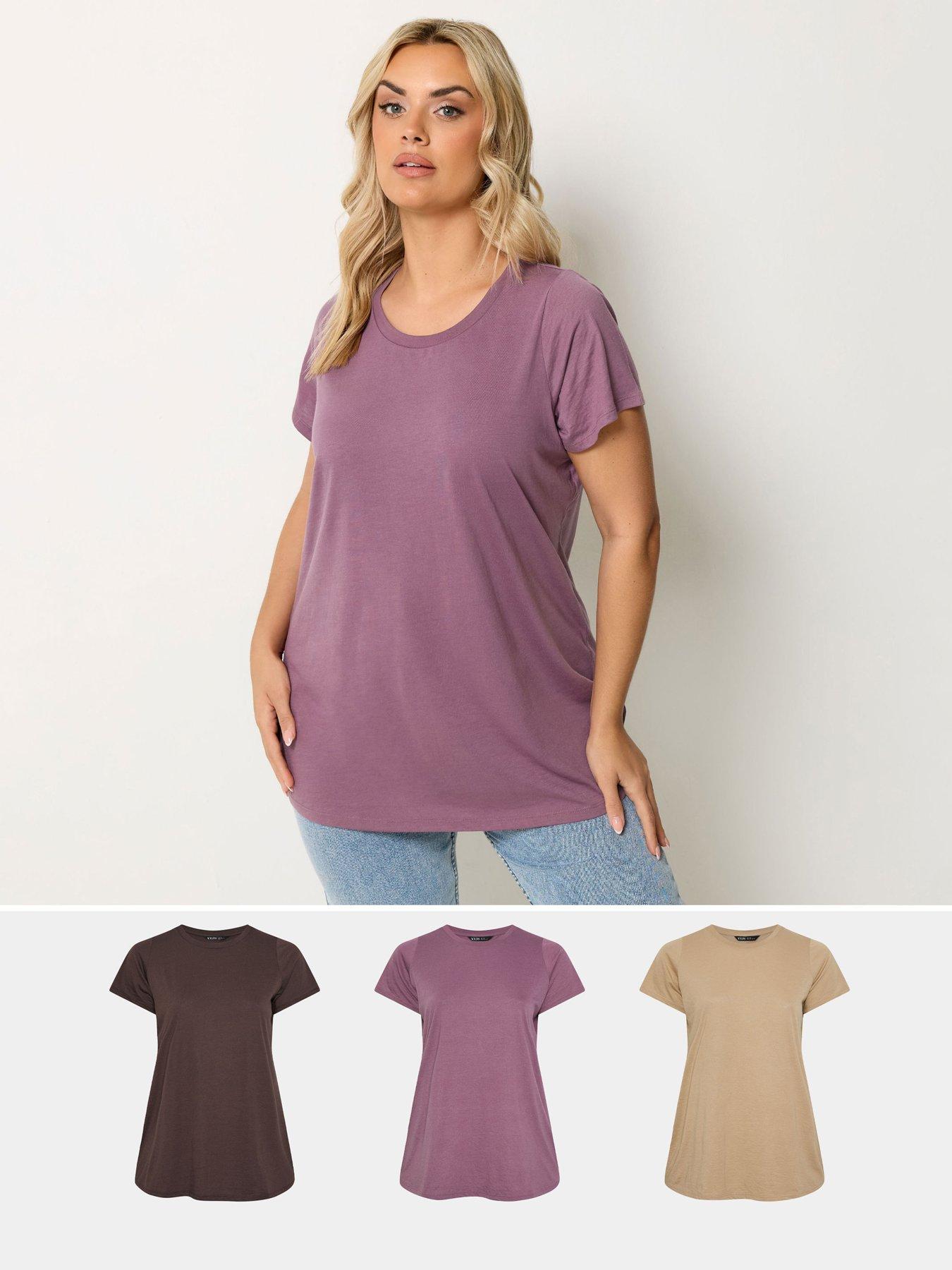 Yours Curve 3 Pack Short Sleeve Basic T-Shirts - Multi