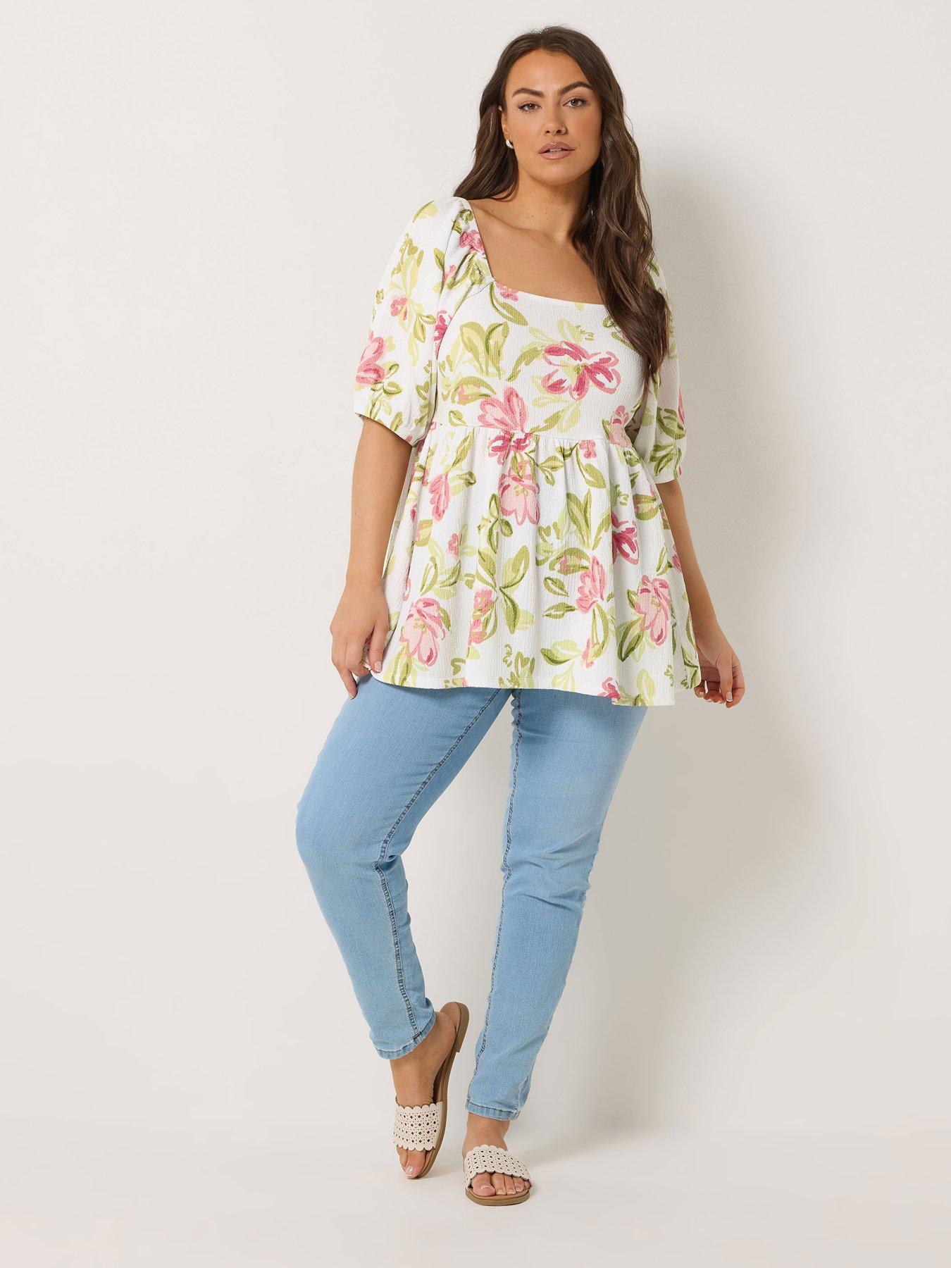 Image 3 of 6 of Yours Curve Square Neck Peplum Top