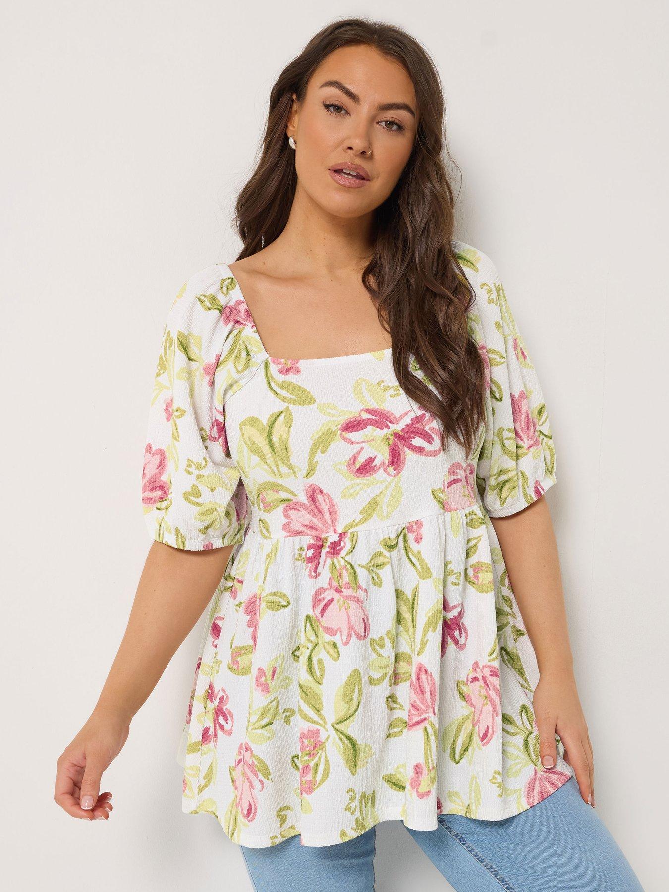 Image 4 of 6 of Yours Curve Square Neck Peplum Top