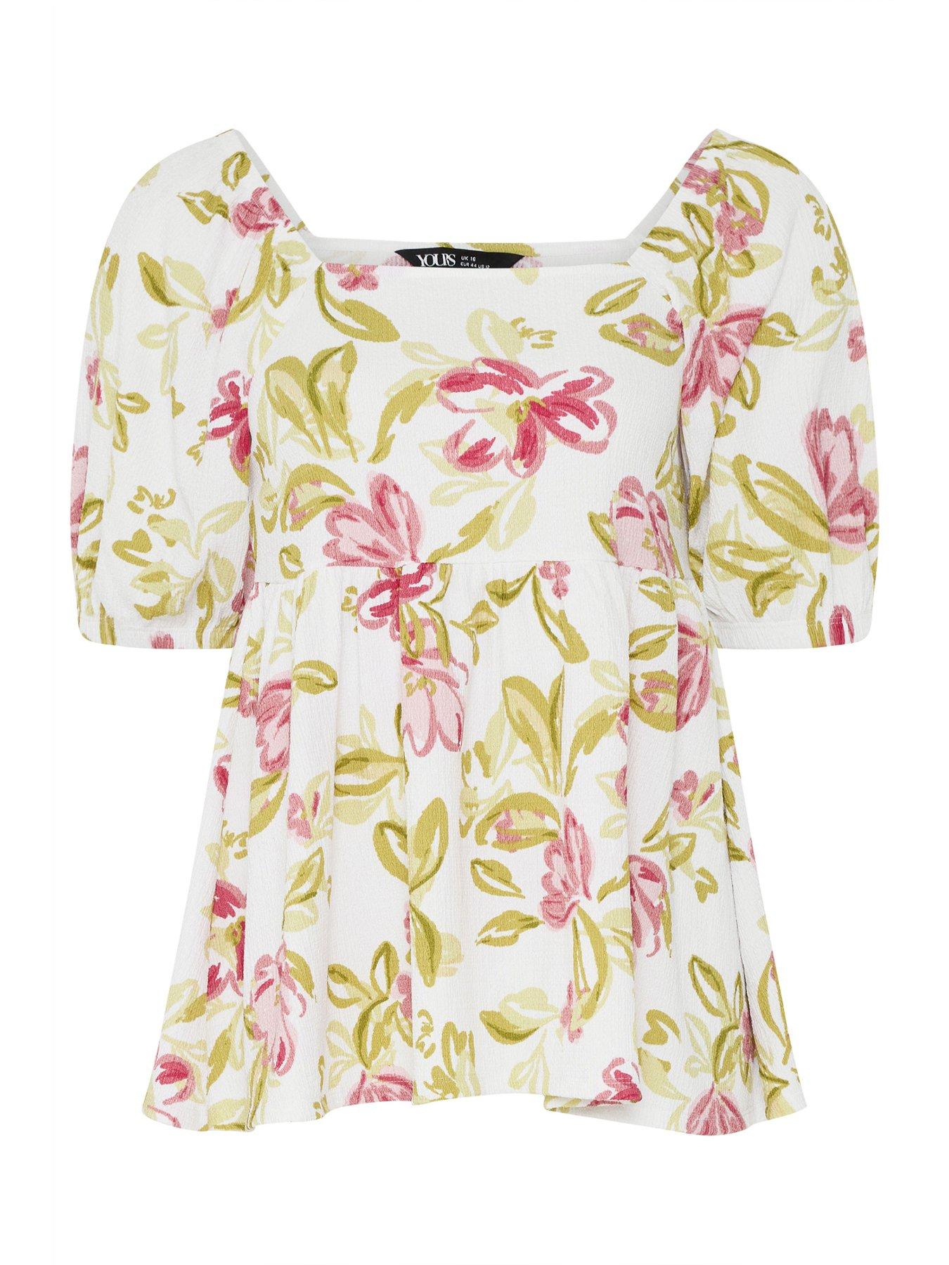 Image 6 of 6 of Yours Curve Square Neck Peplum Top