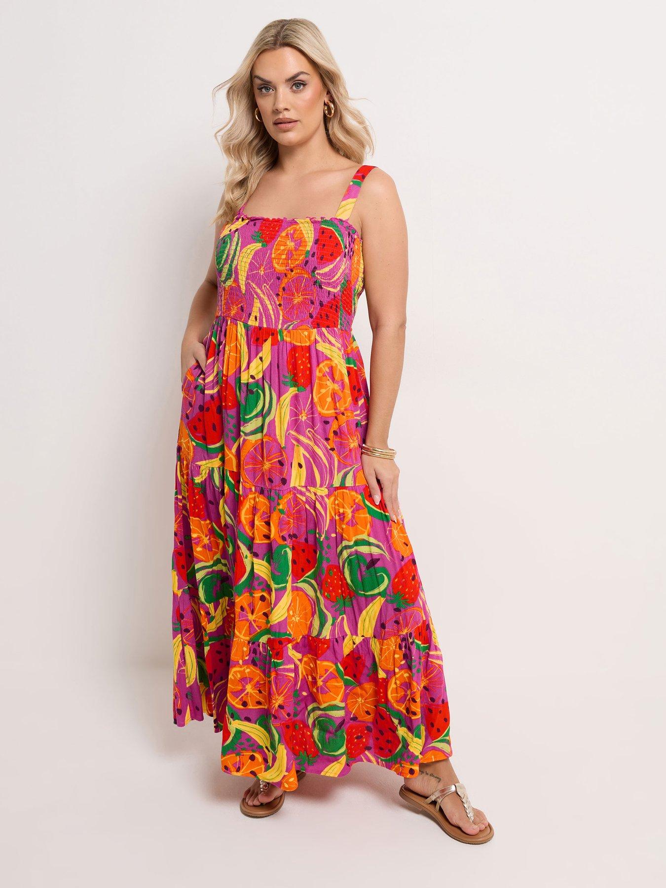 Image 1 of 5 of Yours Curve Shirred Strappy Maxi Dress