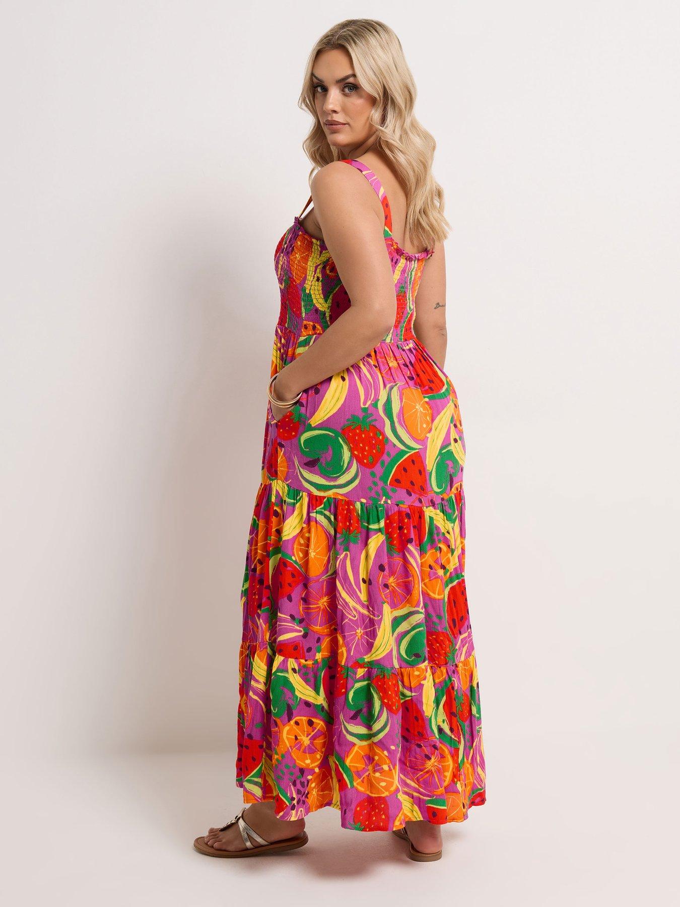 Image 2 of 5 of Yours Curve Shirred Strappy Maxi Dress