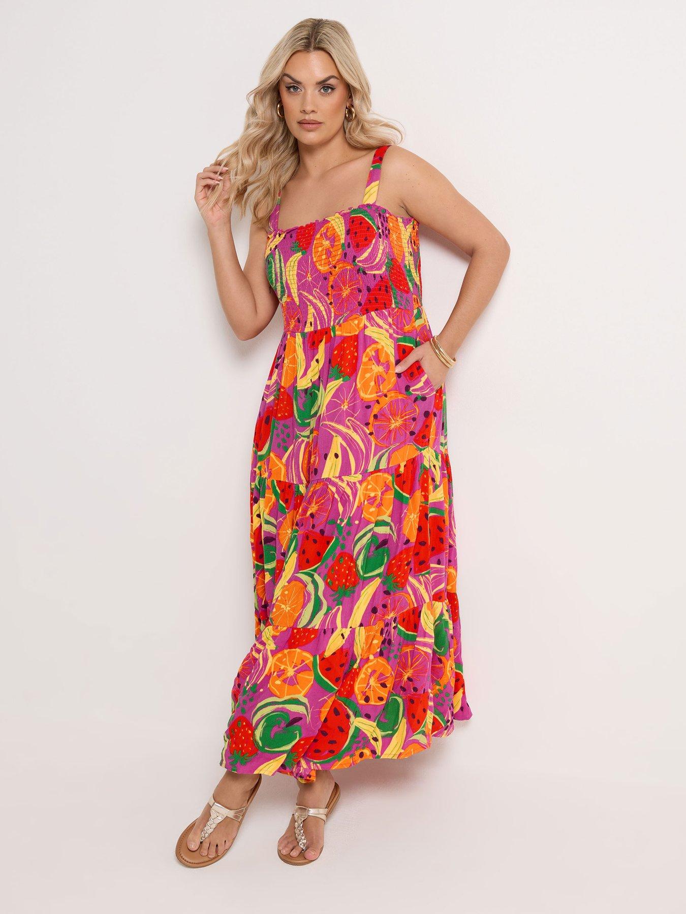 Image 3 of 5 of Yours Curve Shirred Strappy Maxi Dress