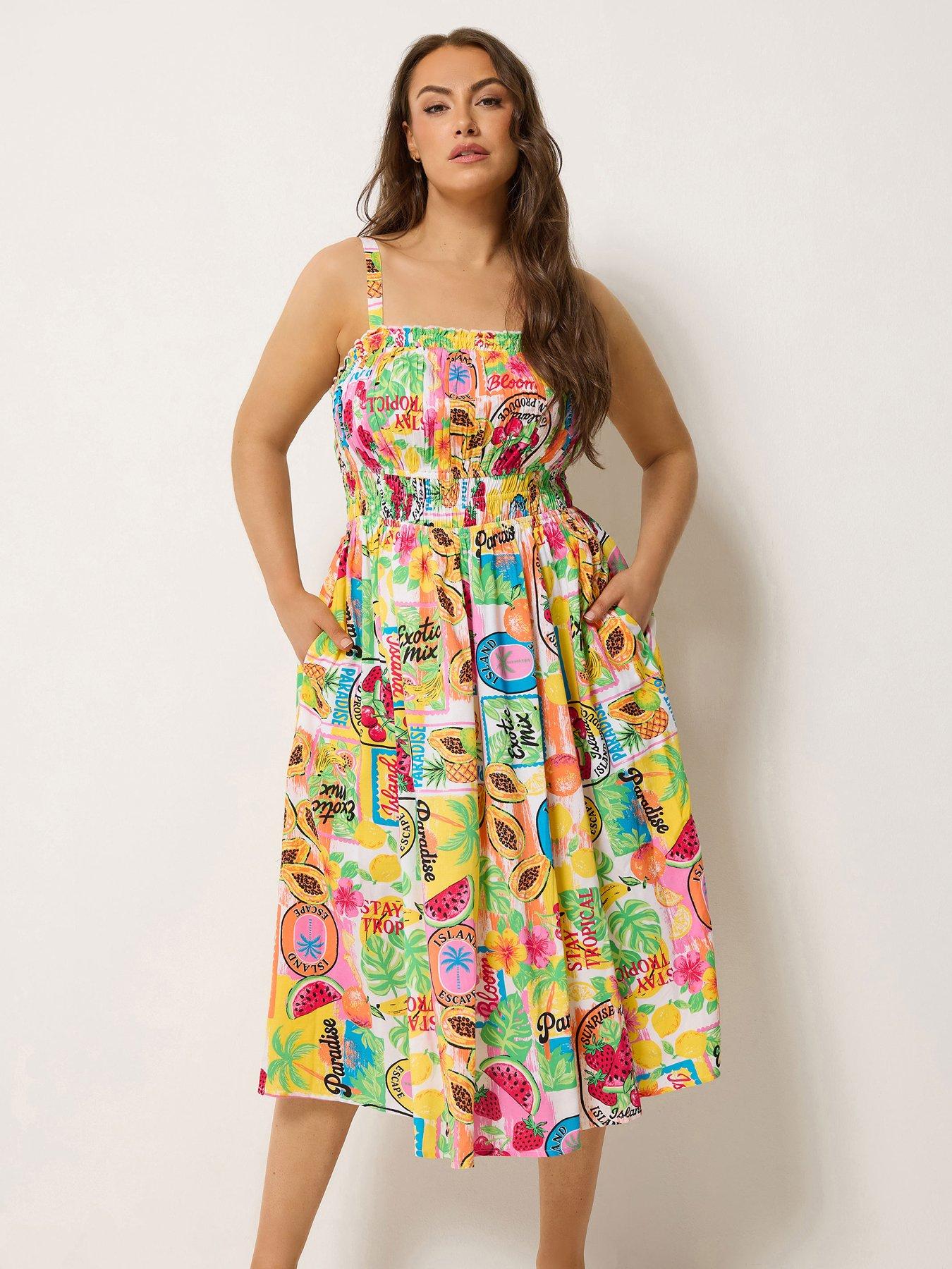 Yours Curve Strappy Channel Waist Midaxi Dress - White
