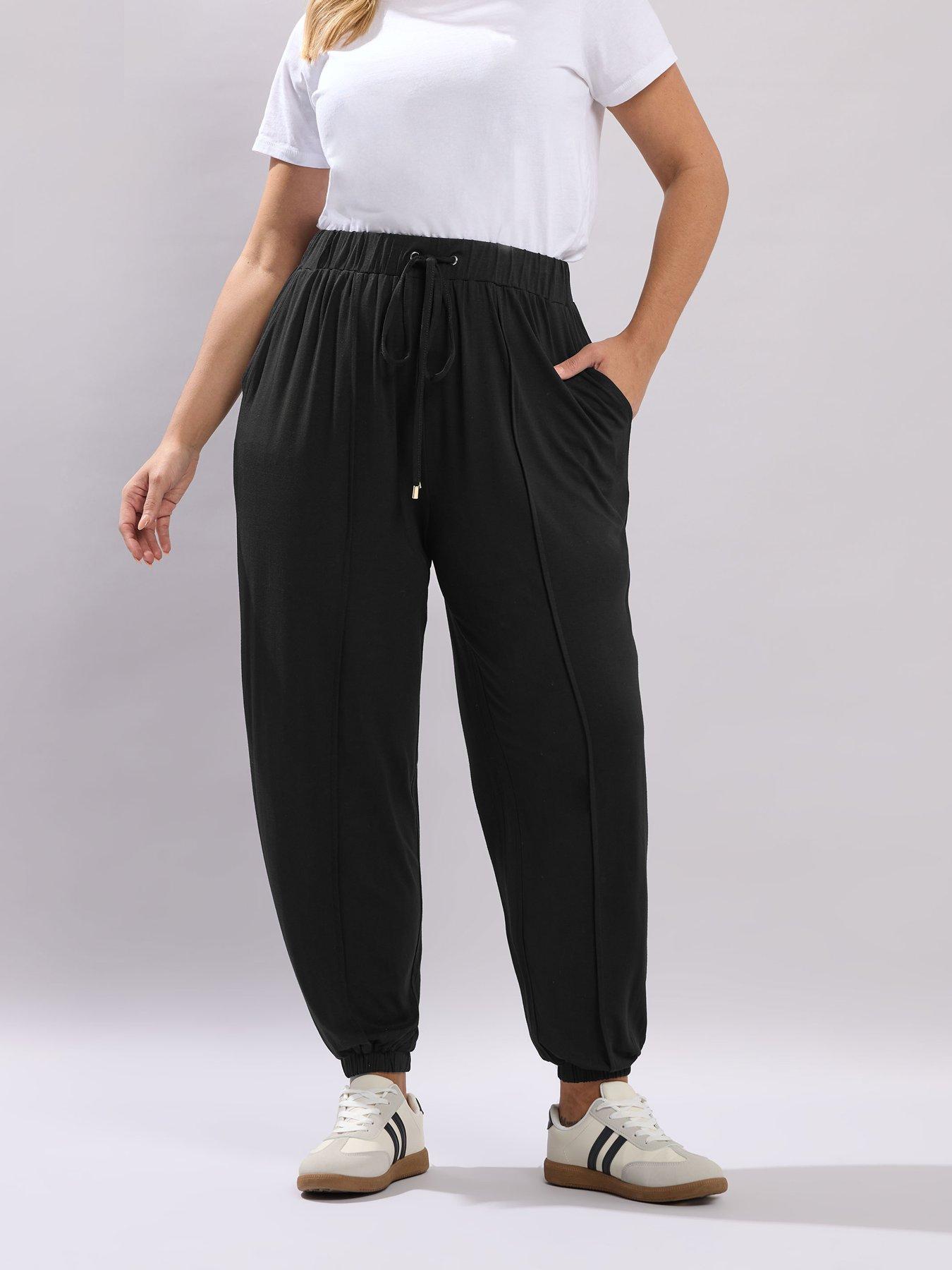 Image 1 of 5 of Yours Curve New Style Harem Joggers - Black