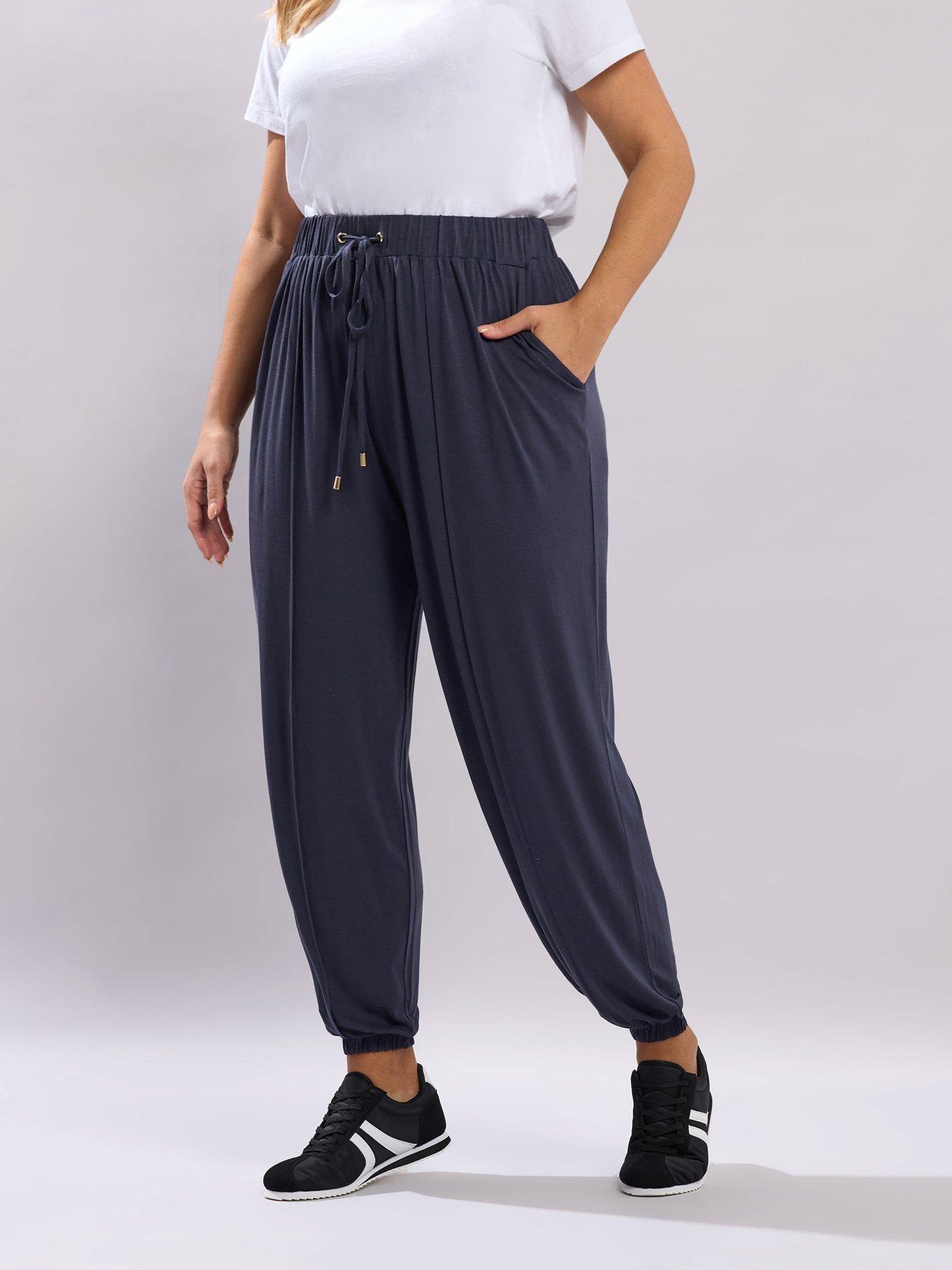Image 1 of 5 of Yours Curve New Style Harem Joggers - Blue