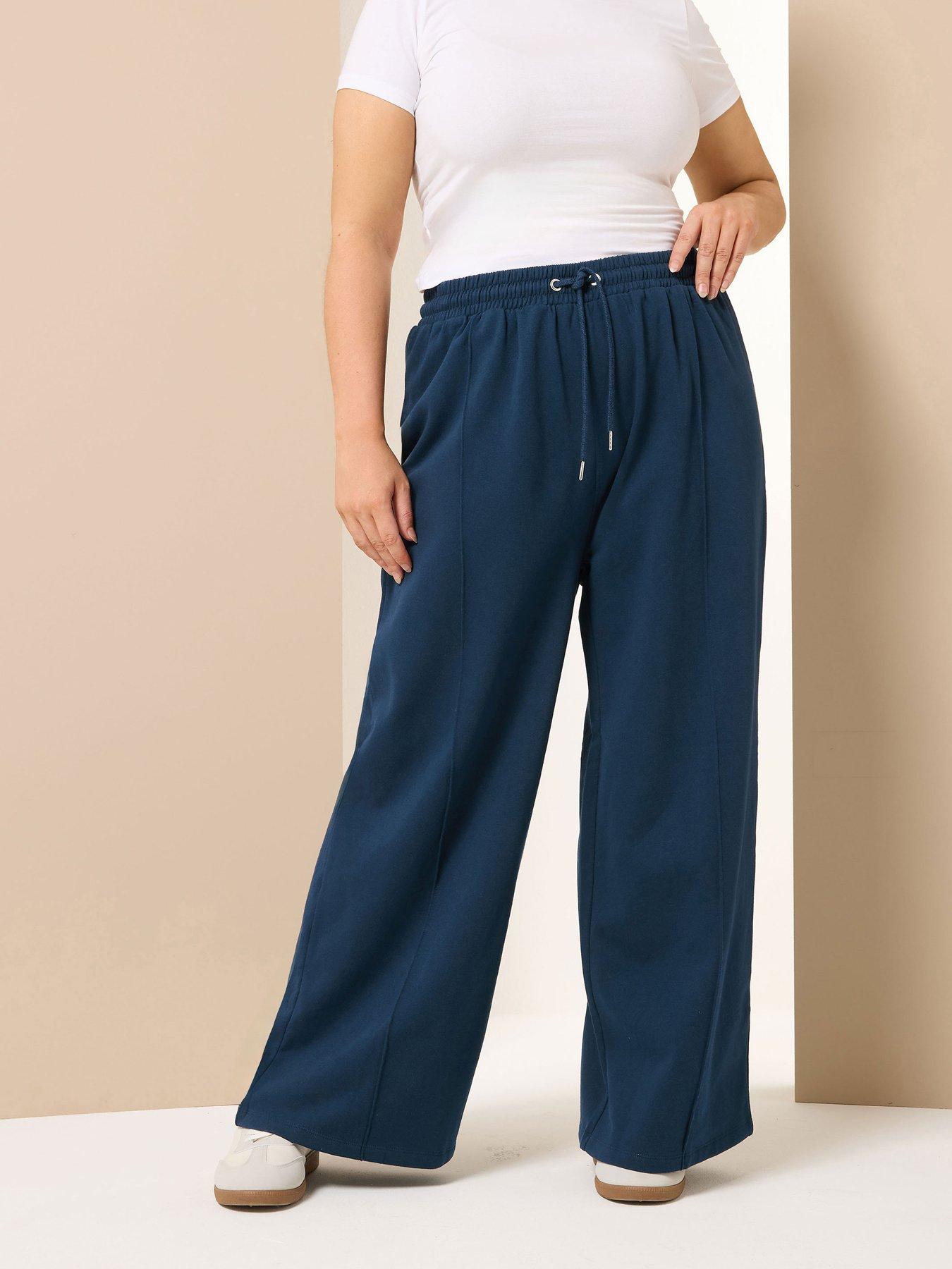 Yours Curve Crew Neck Sweatshirt  &  Wide Leg Joggers Set - Blue