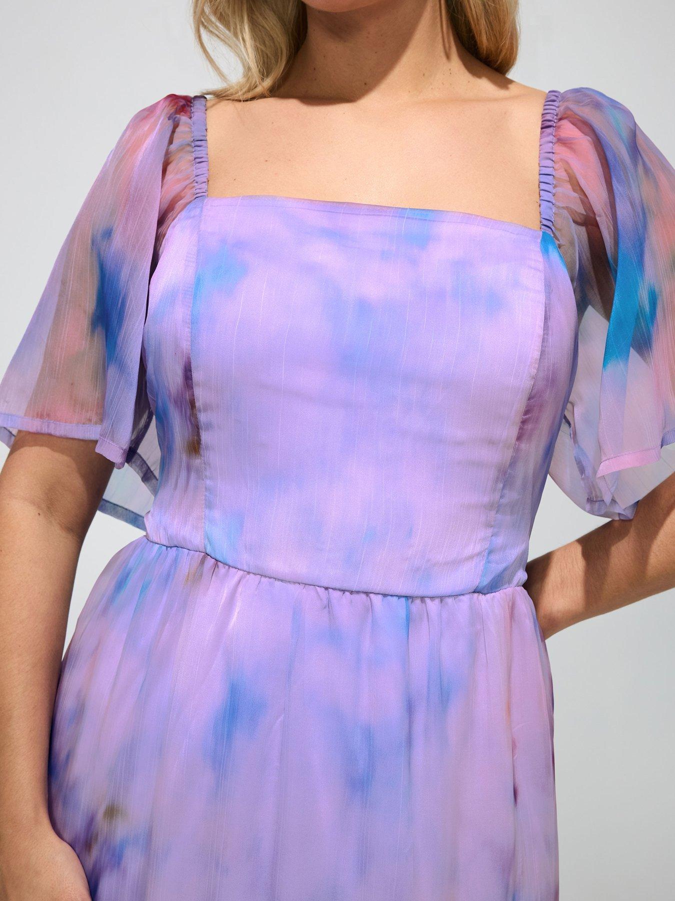 Image 4 of 5 of Yours Curve Abstract Organza Dress