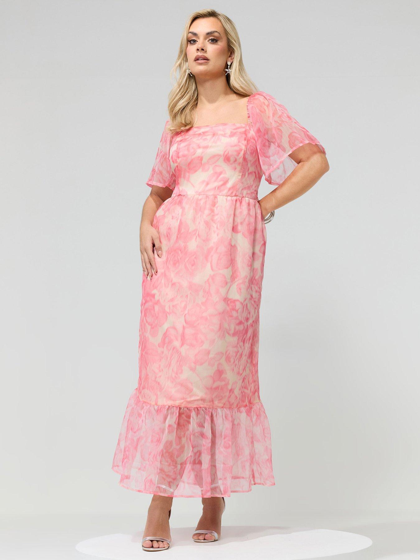 Image 1 of 5 of Yours Curve Abstract Organza Dress