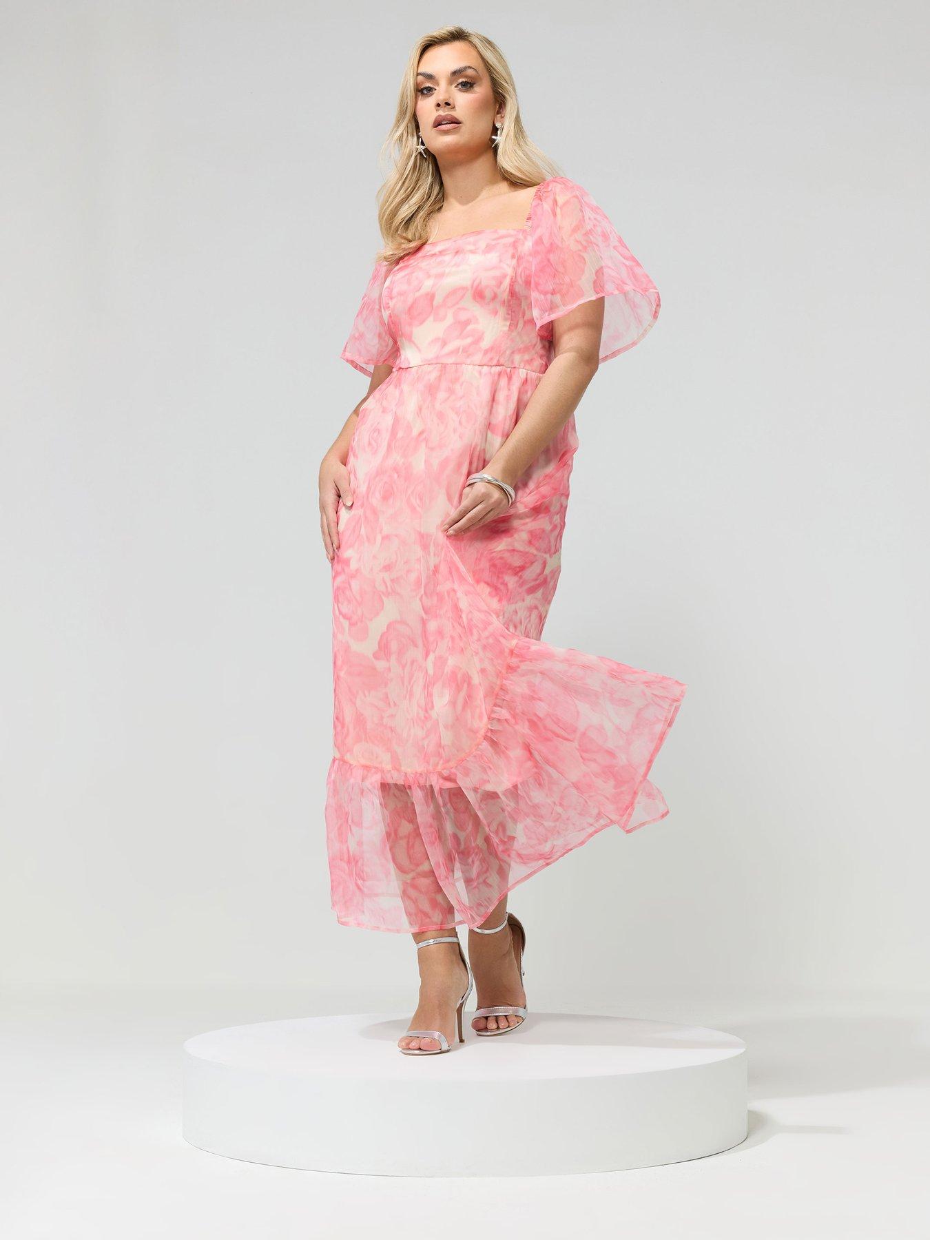 Image 3 of 5 of Yours Curve Abstract Organza Dress
