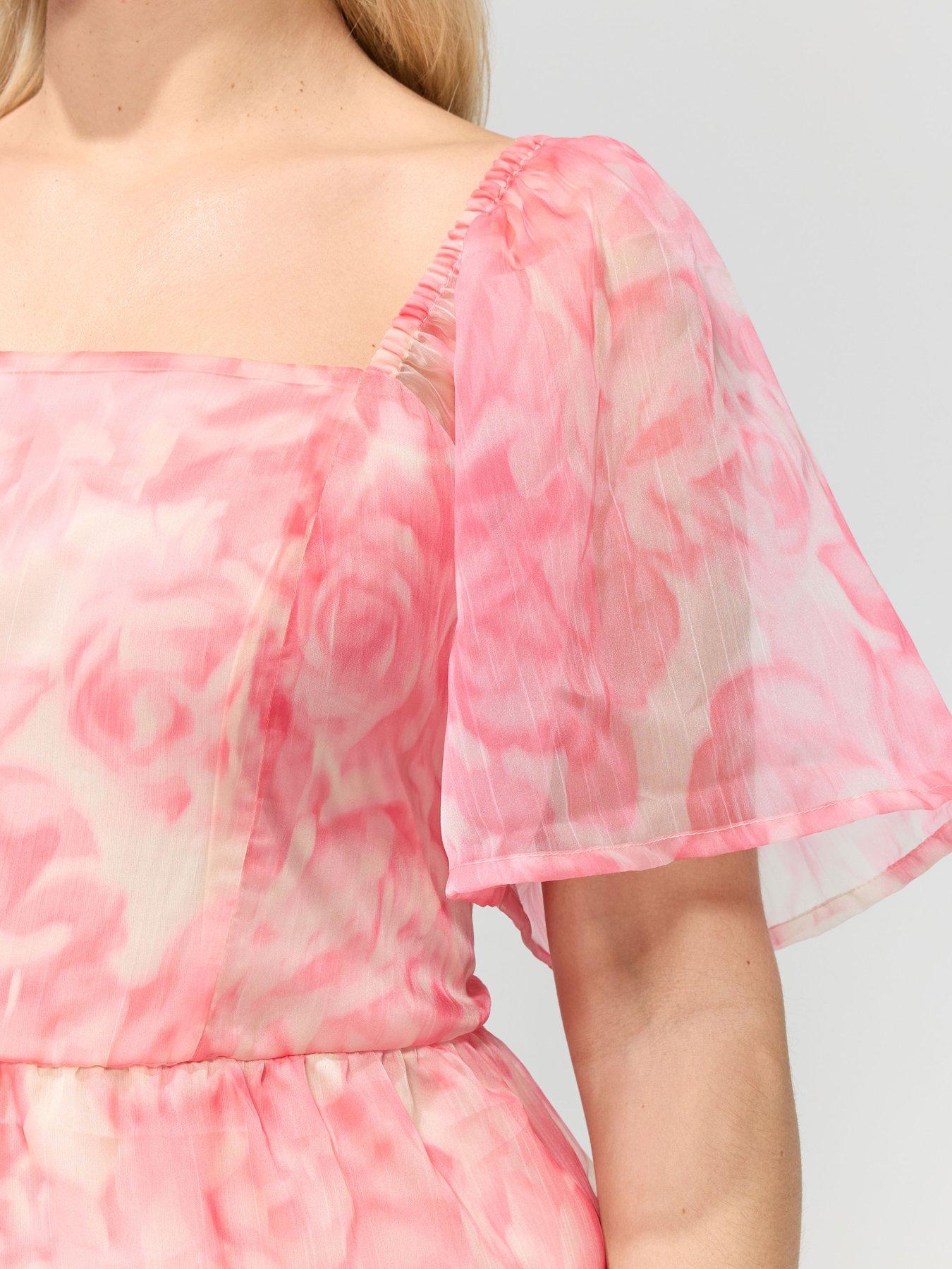 Image 4 of 5 of Yours Curve Abstract Organza Dress
