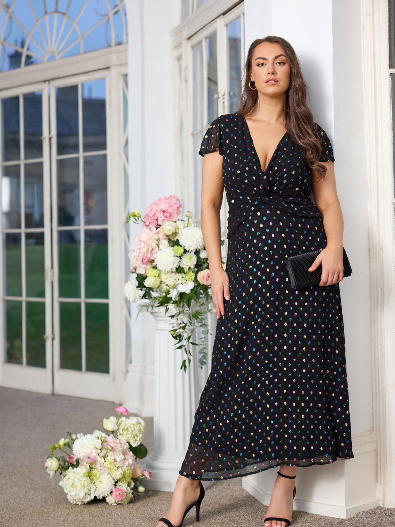 Image 1 of 5 of Yours Curve Twist Front Metallic Dress