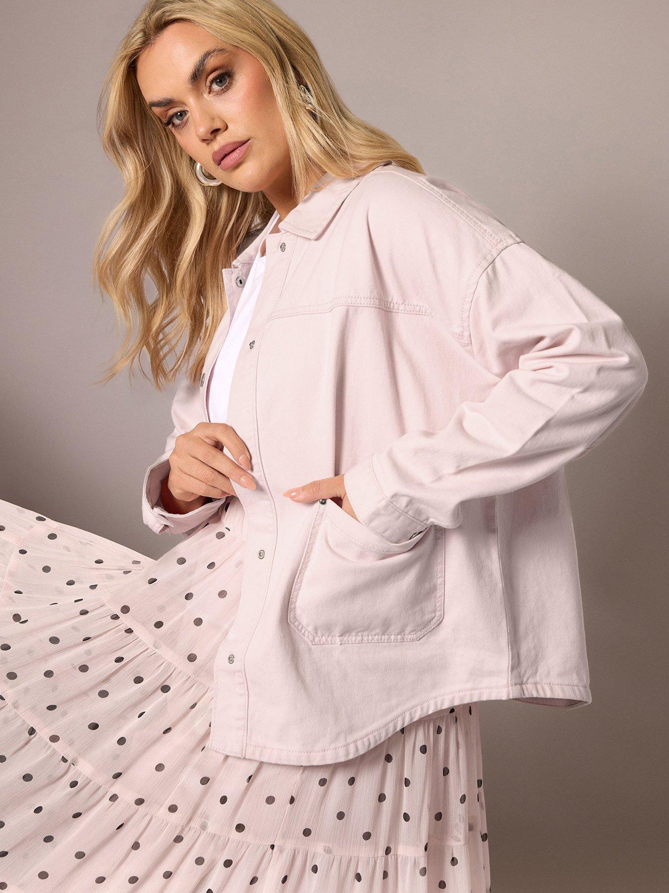 Yours Curve Denim Shacket - Pink