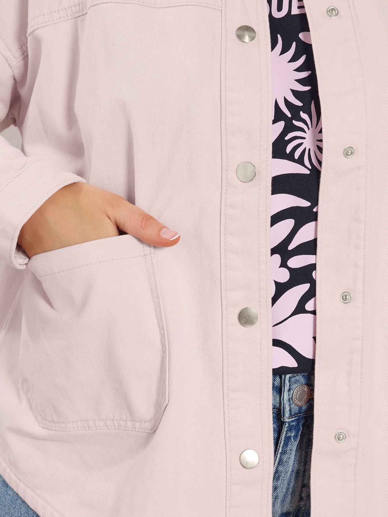 Yours Curve Denim Shacket - Pink | Very