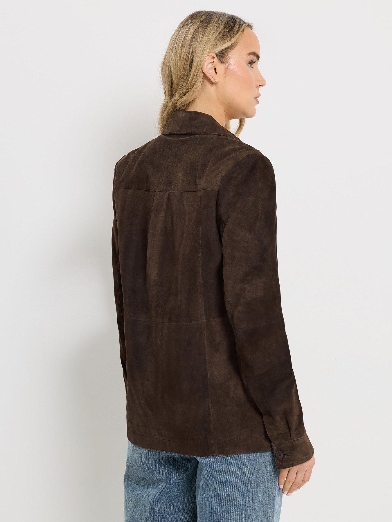 Image 2 of 4 of Long Tall Sally Premium Suede Jacket - Brown