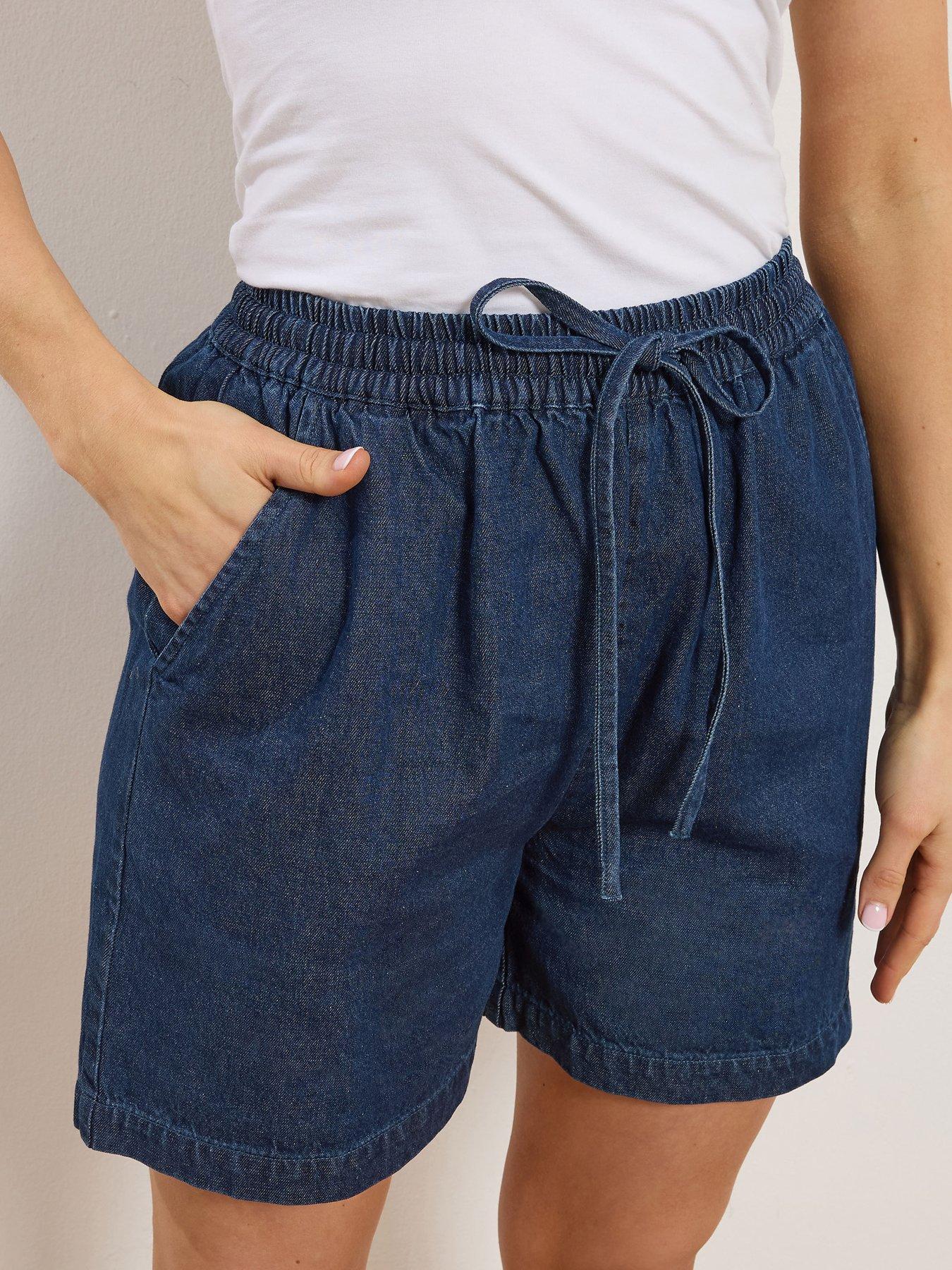 Image 4 of 5 of Long Tall Sally Denim Pull On Shorts - Blue