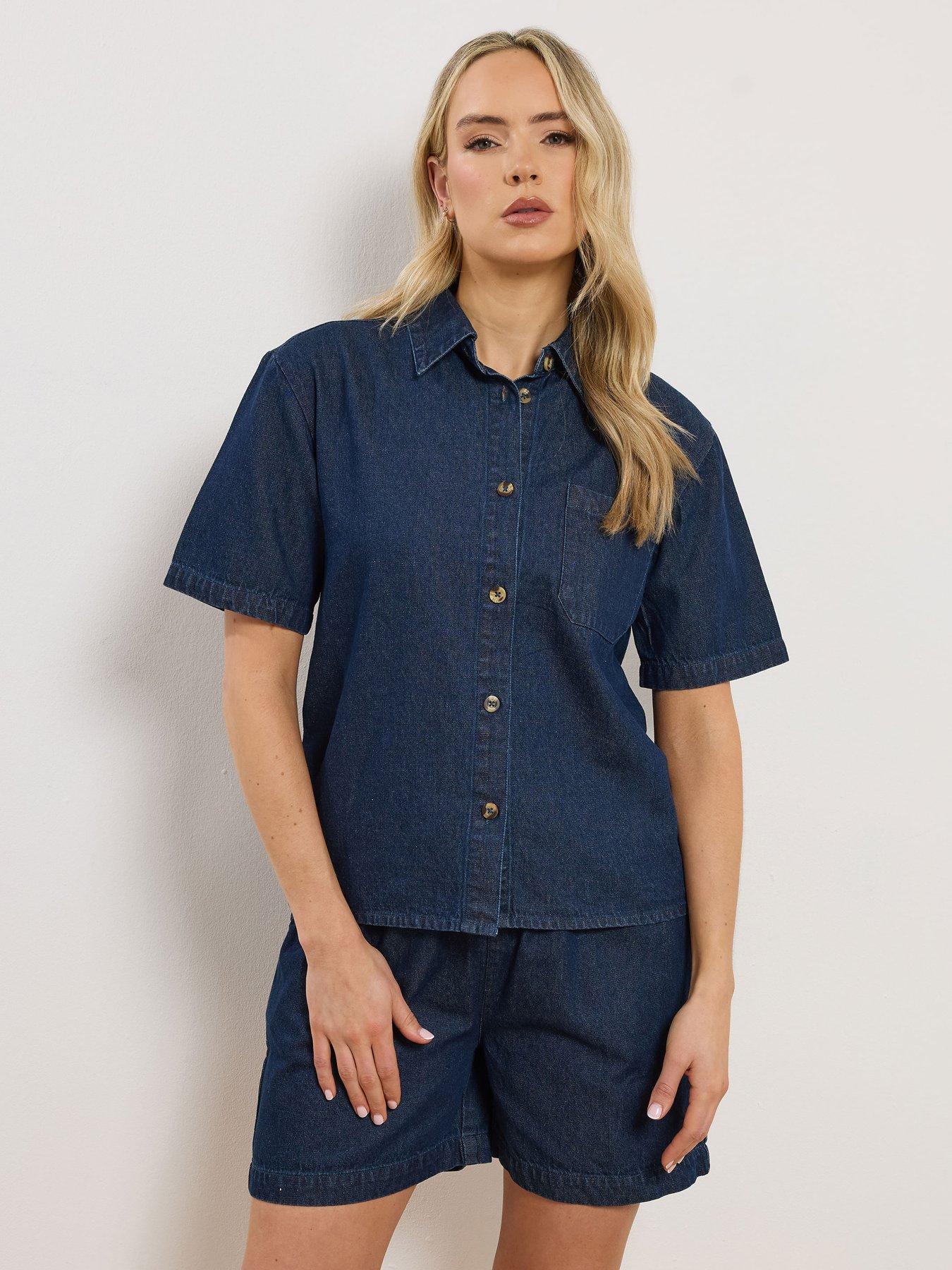 Long Tall Sally Denim Short Sleeve - Blue