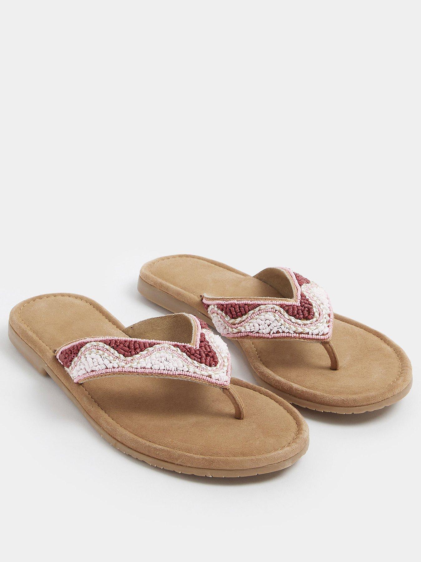 Image 2 of 4 of Yours Wide Fit Beaded Toe Sandals - Pink