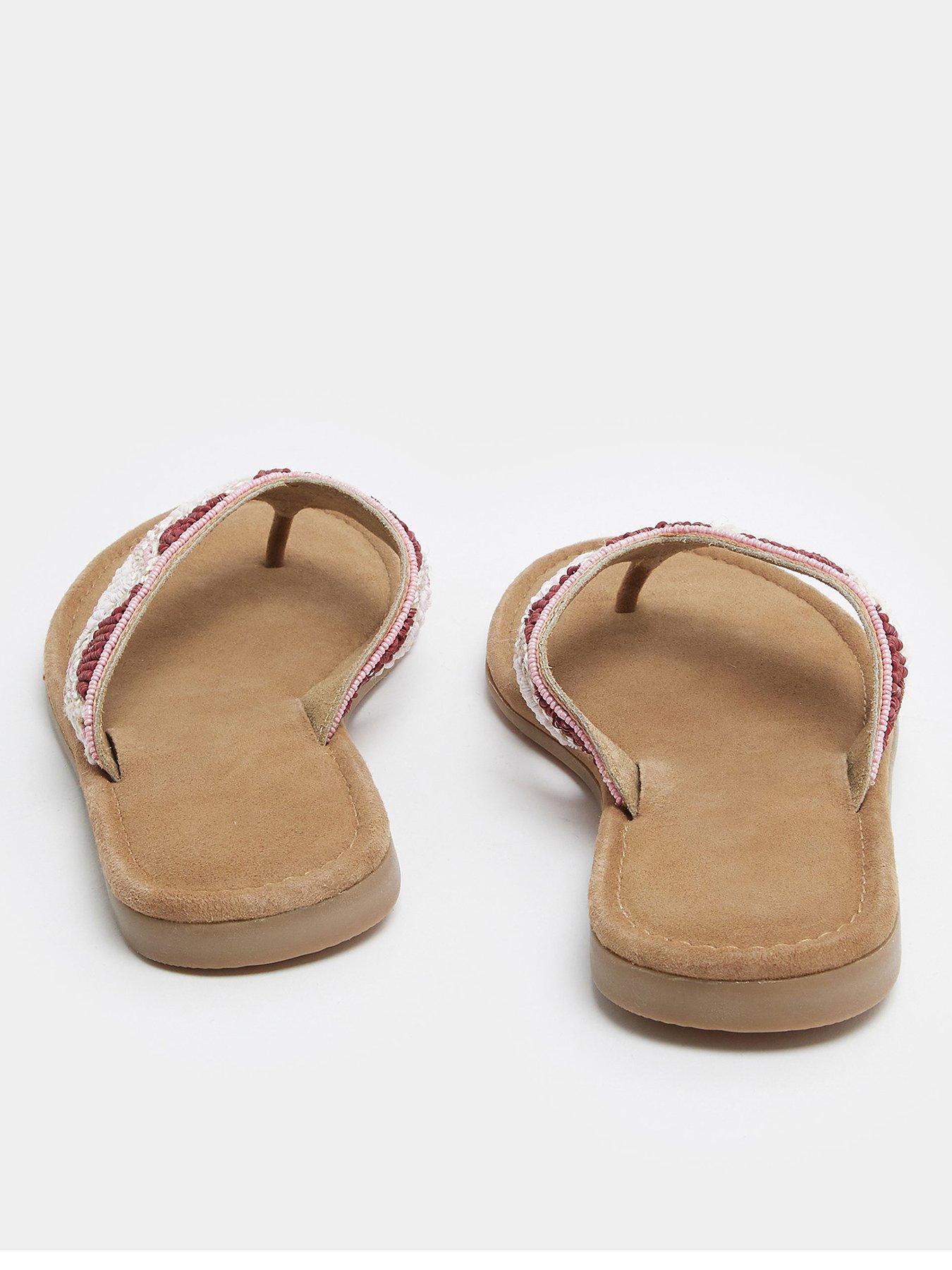 Image 3 of 4 of Yours Wide Fit Beaded Toe Sandals - Pink