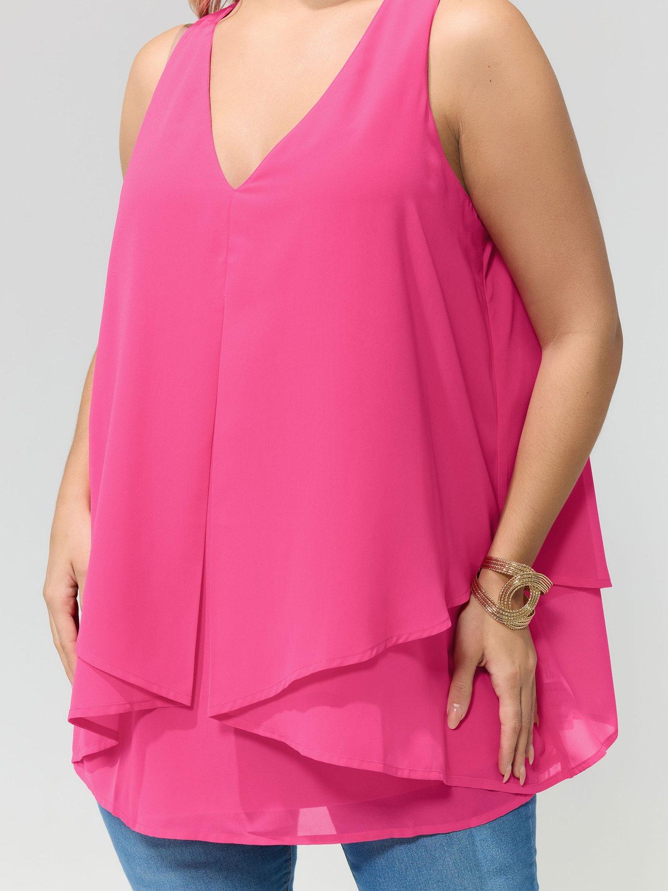 Yours Curve Layered Top - Pink | Very