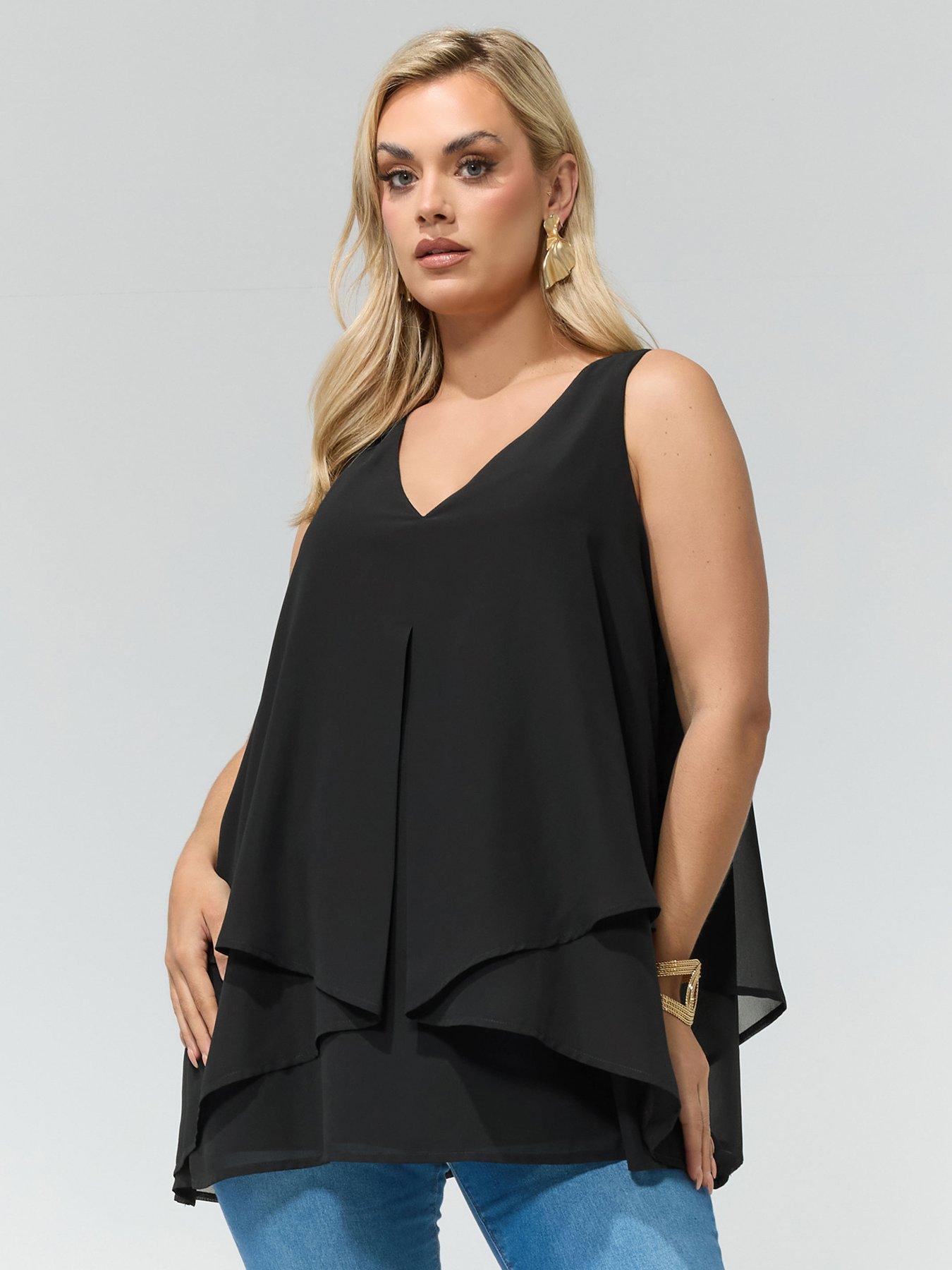Yours Curve Layered Top - Black