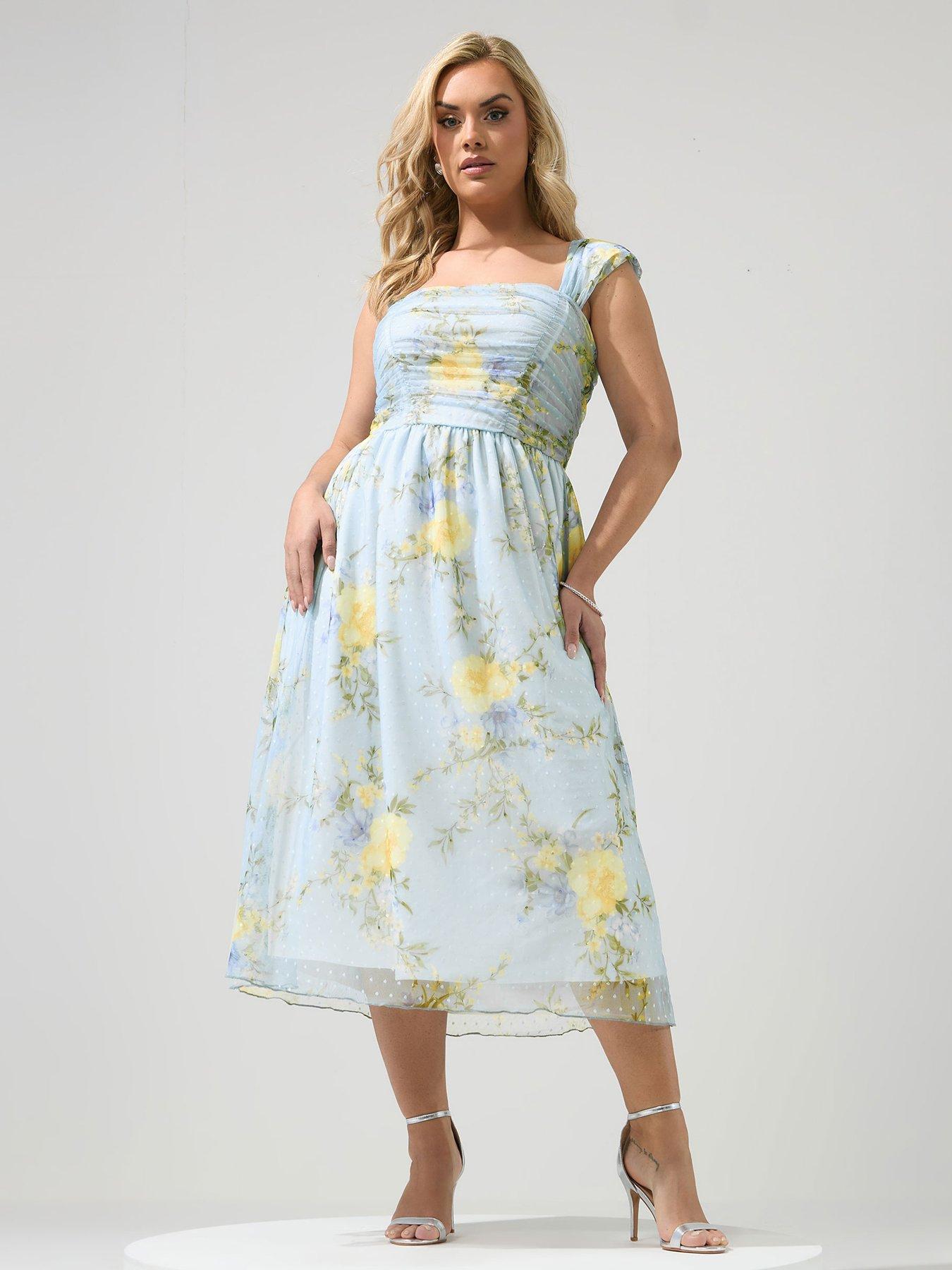 Yours Curve Spot Print Mesh Skater Dress