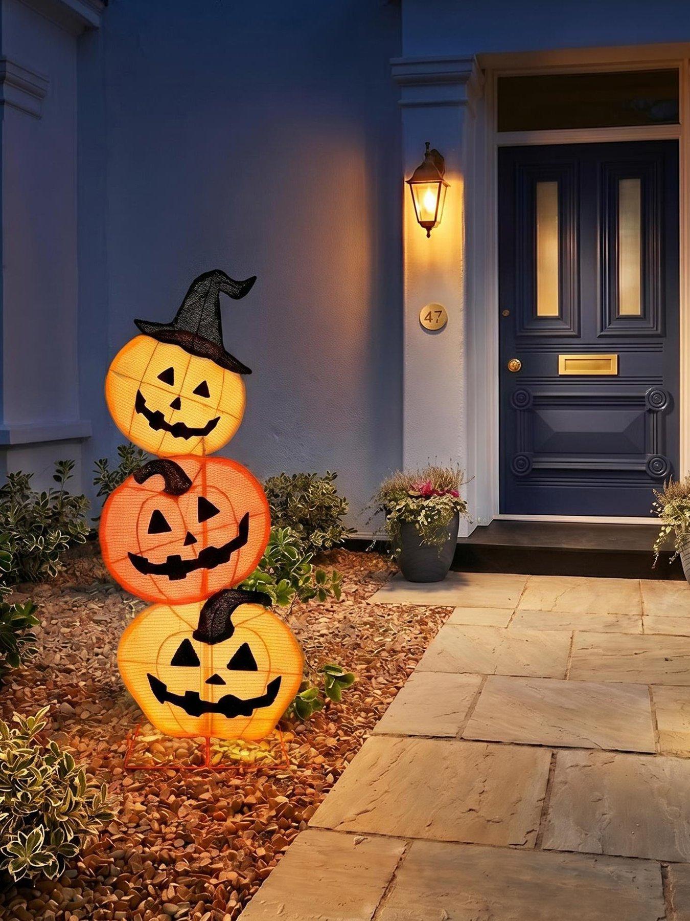 The Very Collection Light Up Stacked Pumpkin Outdoor Halloween Decoration