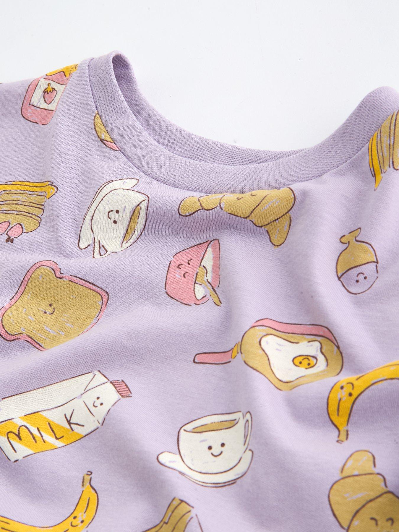 Image 3 of 4 of The Very Collection Girls Breakfast Print Pyjama Set - Multi