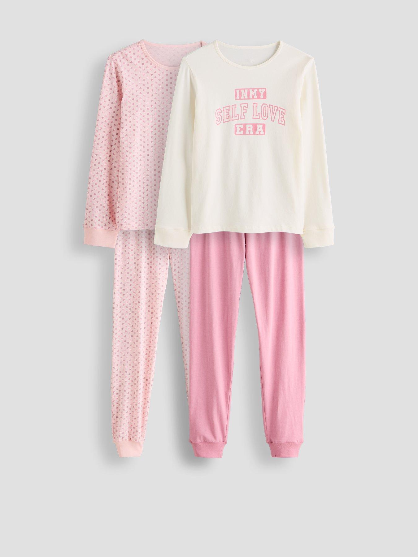 Image 1 of 5 of The Very Collection Older Girls 2 Pack Self Love Club Heart Pj (3 - 16 years) - Cream
