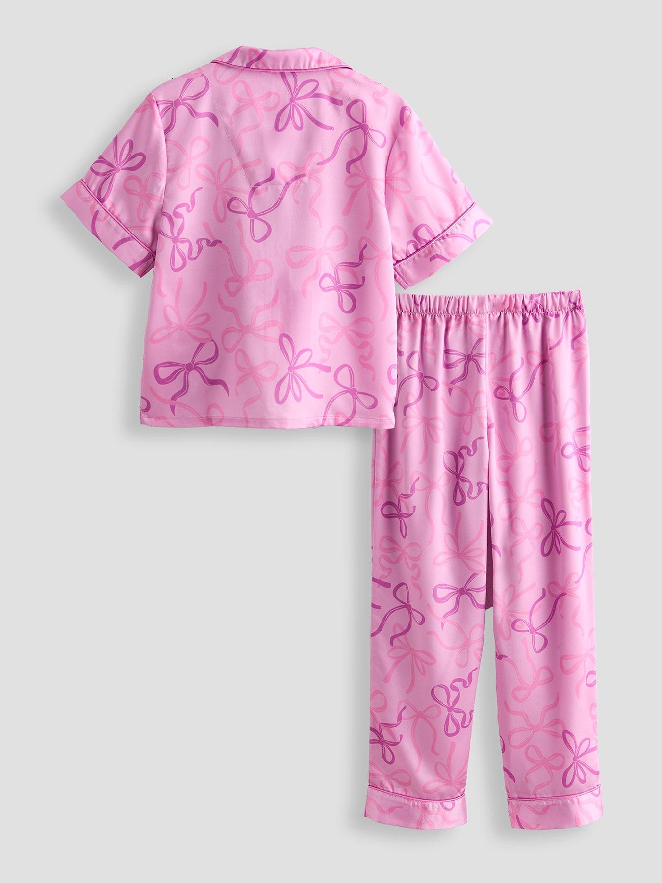 Image 2 of 4 of The Very Collection Girls Satin Bow Pj Set - Pink