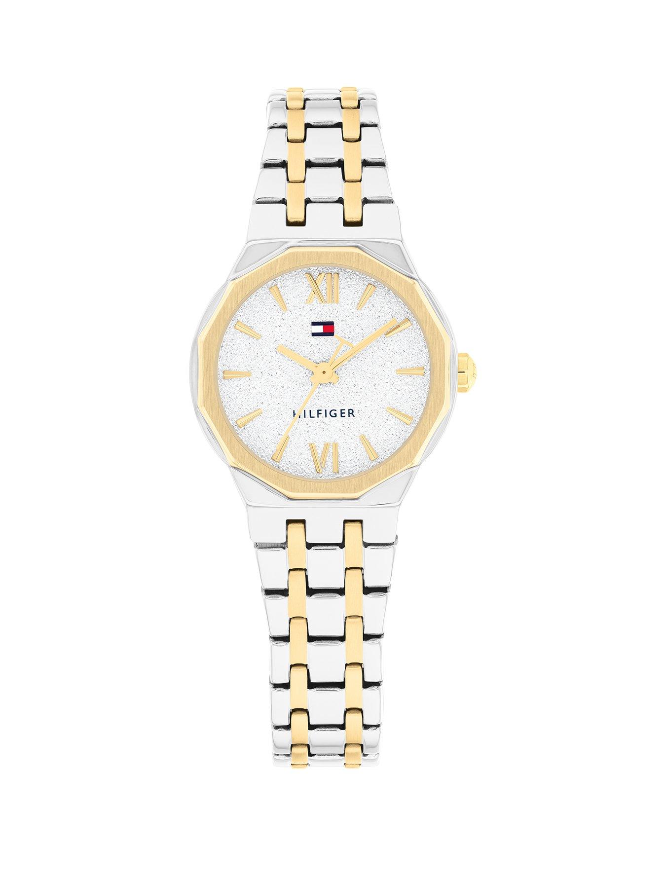 Tommy Hilfiger Womens Two Tone Stainless Steel And Gold Plated Bracelet Watch