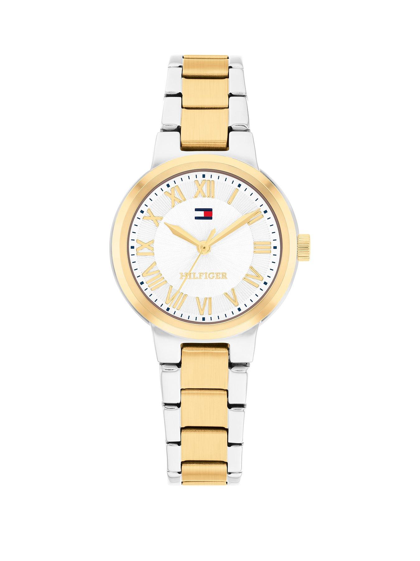 Tommy Hilfiger Womens Two Tone Gold Plated and Stainless Steel Bracelet Watch