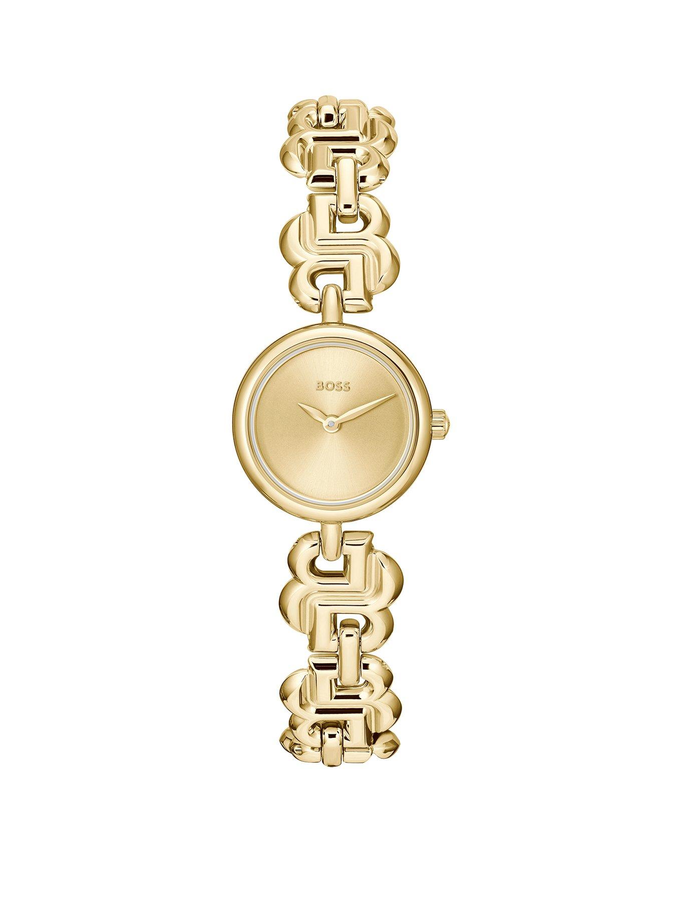 BOSS Ladies BOSS Double B Light Yellow Gold IP Bracelet Watch