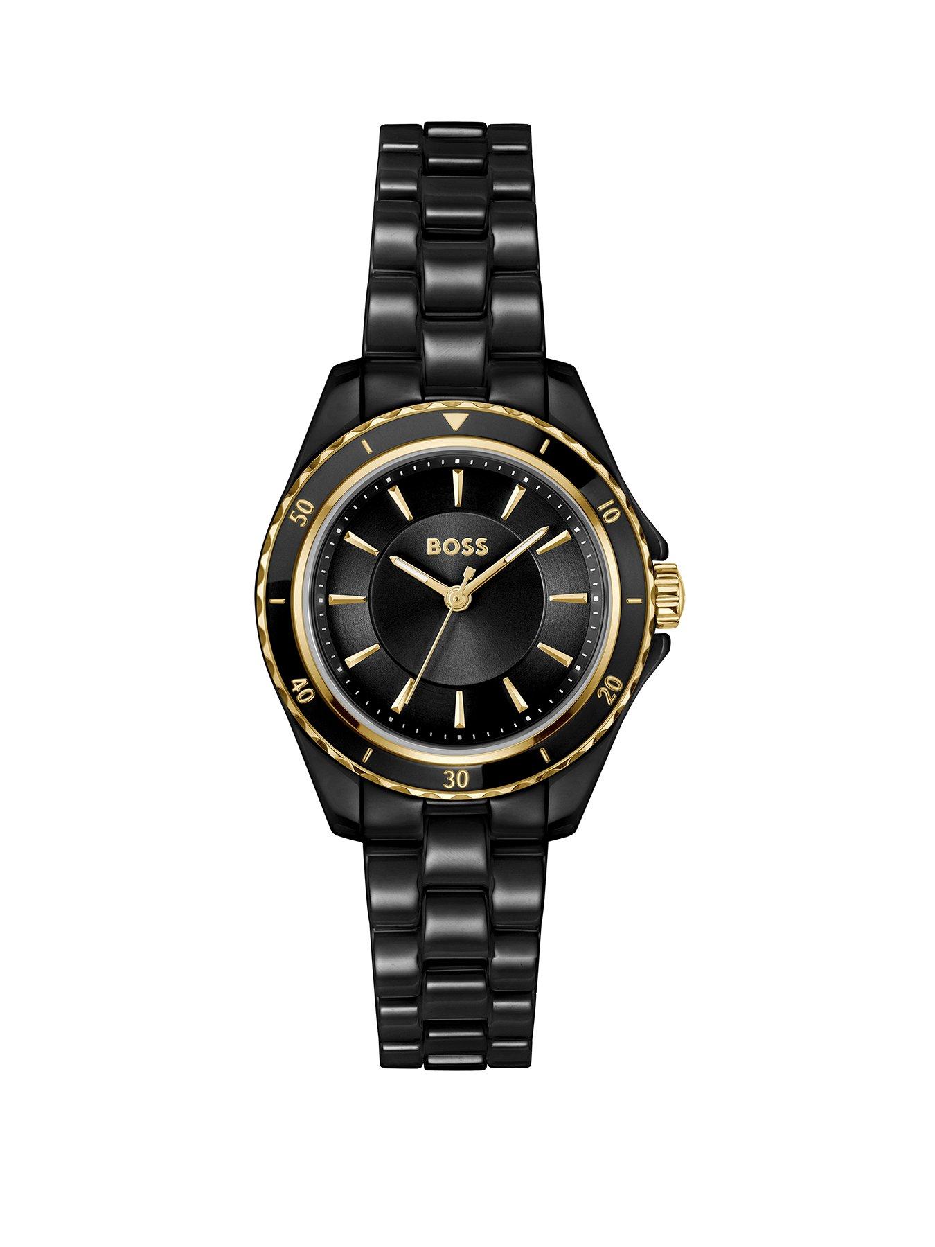 BOSS Ladies Sage Aqua Black Ceramic Watch