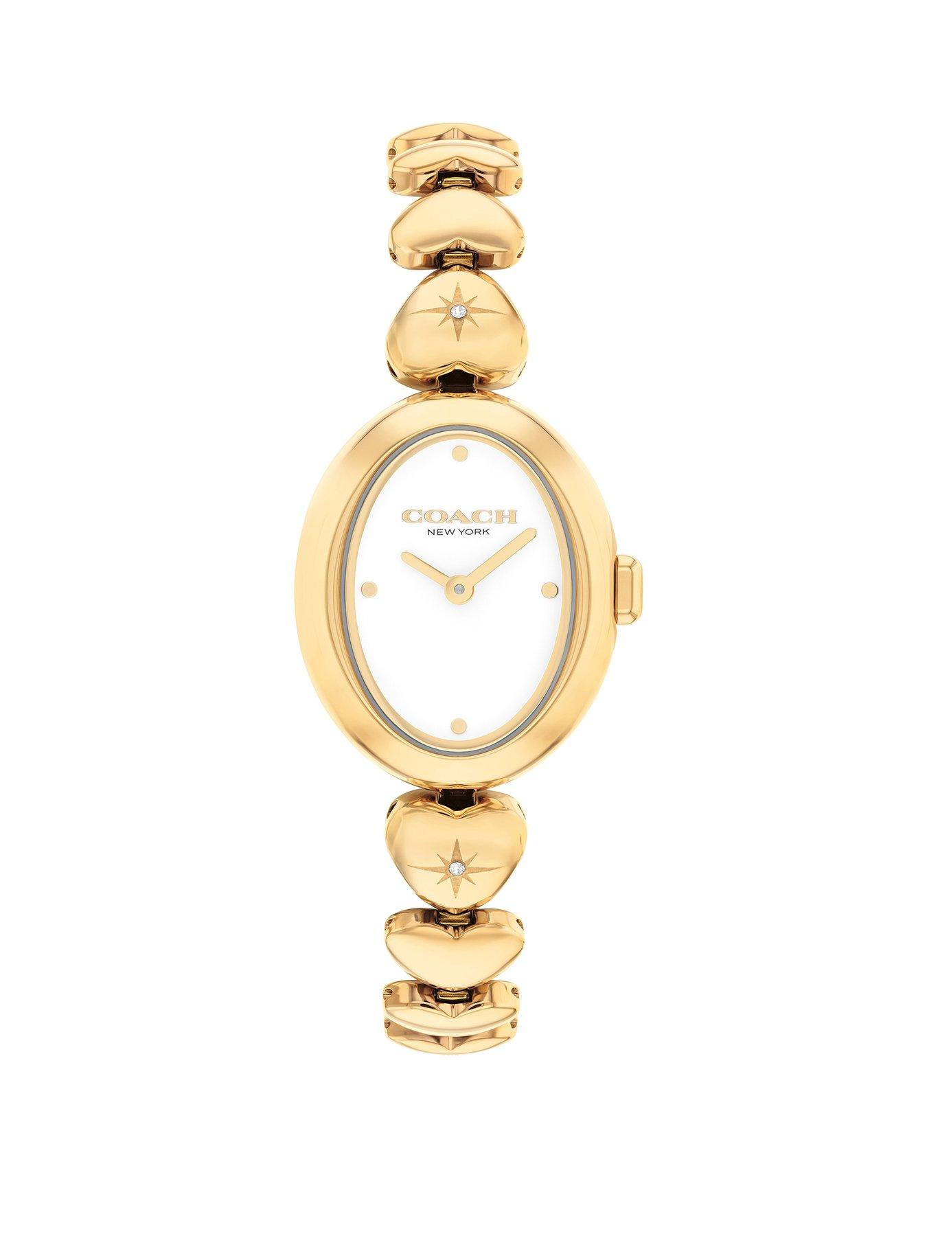 COACH Ladies Sammy Gold Plated Heart Bracelet Watch