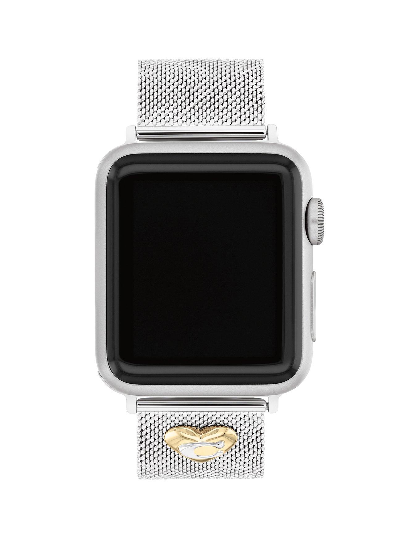 COACH Ladies Stainless Steel Heart Charm Apple Watch Strap