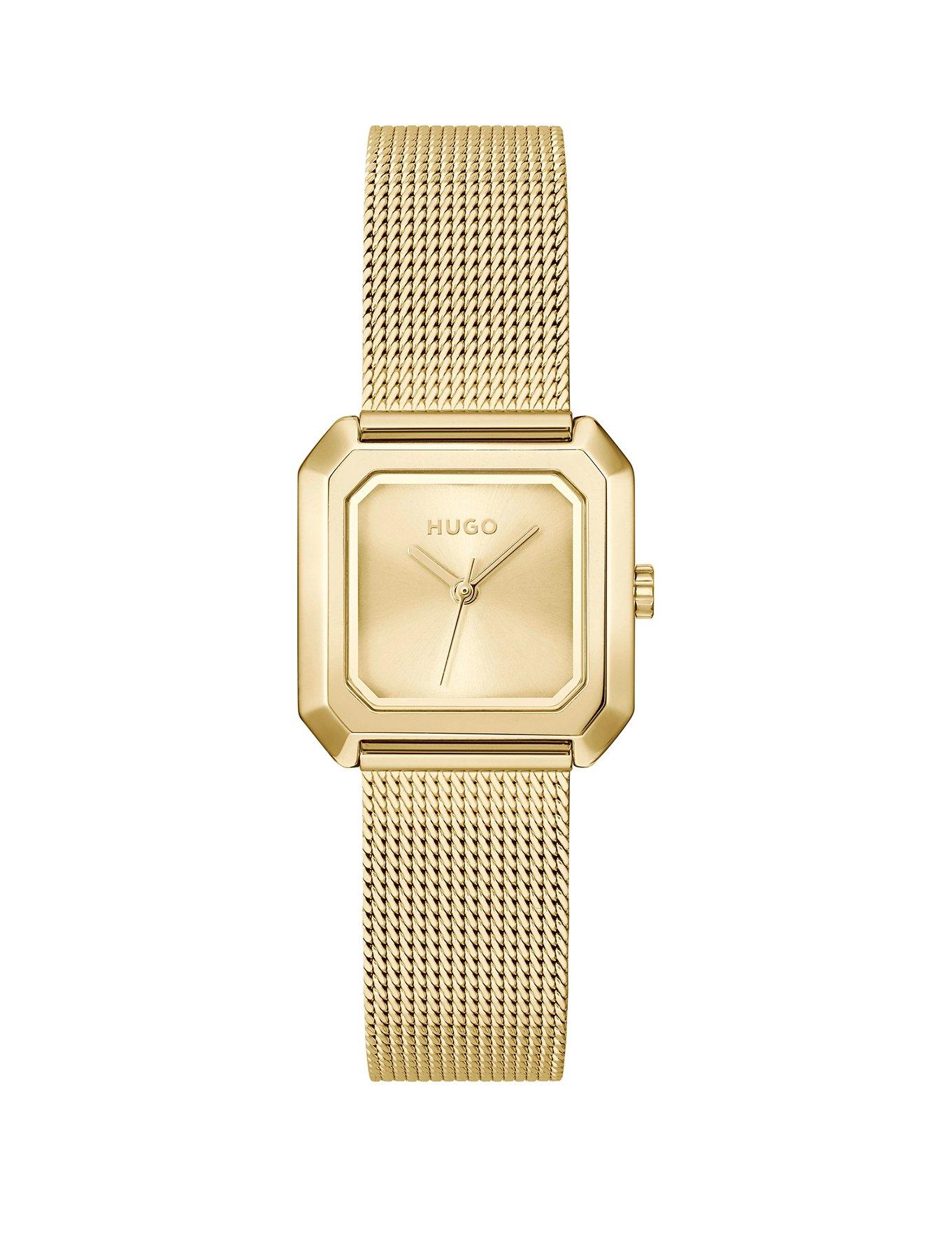 HUGO Ladies HUGO #HAZEL Light Yellow Gold PVD Mesh Bracelet