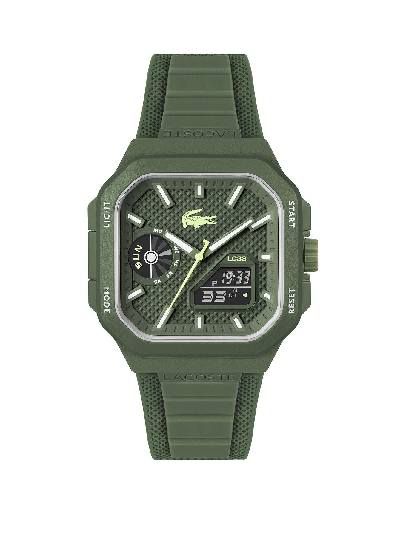 Lacoste Mens LC33 Khaki Silicone Analog-Digital Watch