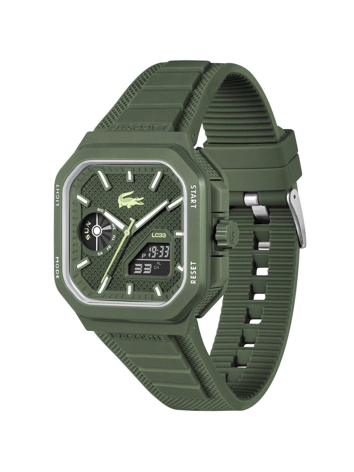 Image 2 of 7 of Lacoste Mens LC33 Khaki Silicone Analog-Digital Watch