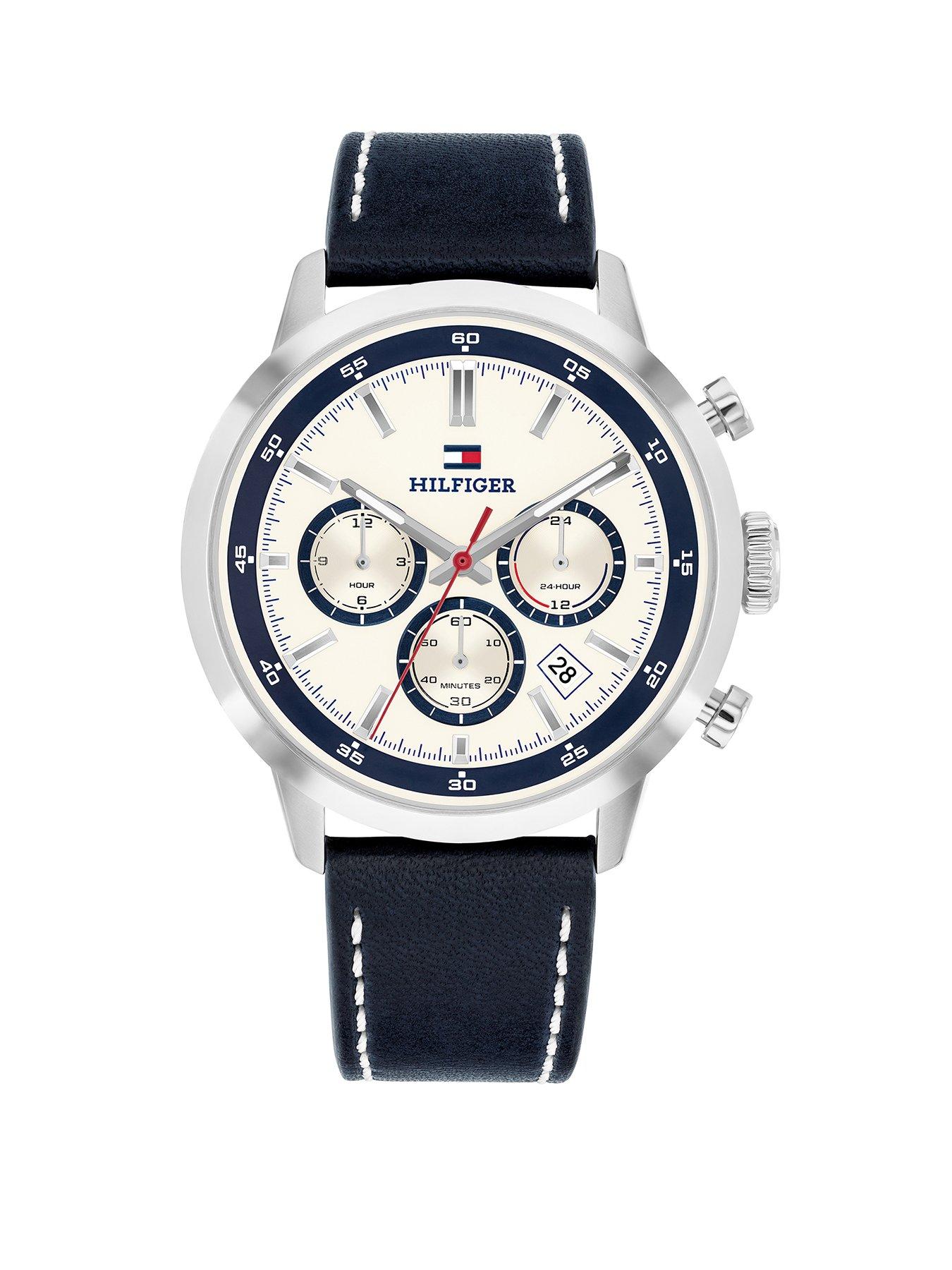 Tommy Hilfiger Mens Blue Leather Strap Watch