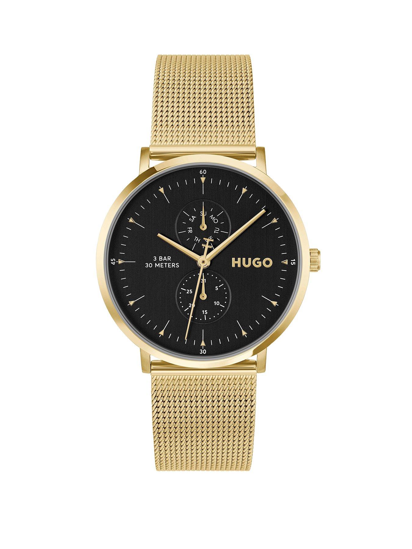 HUGO Gents HUGO STYLE Light Yellow Gold PVD Mesh Bracelet Watch